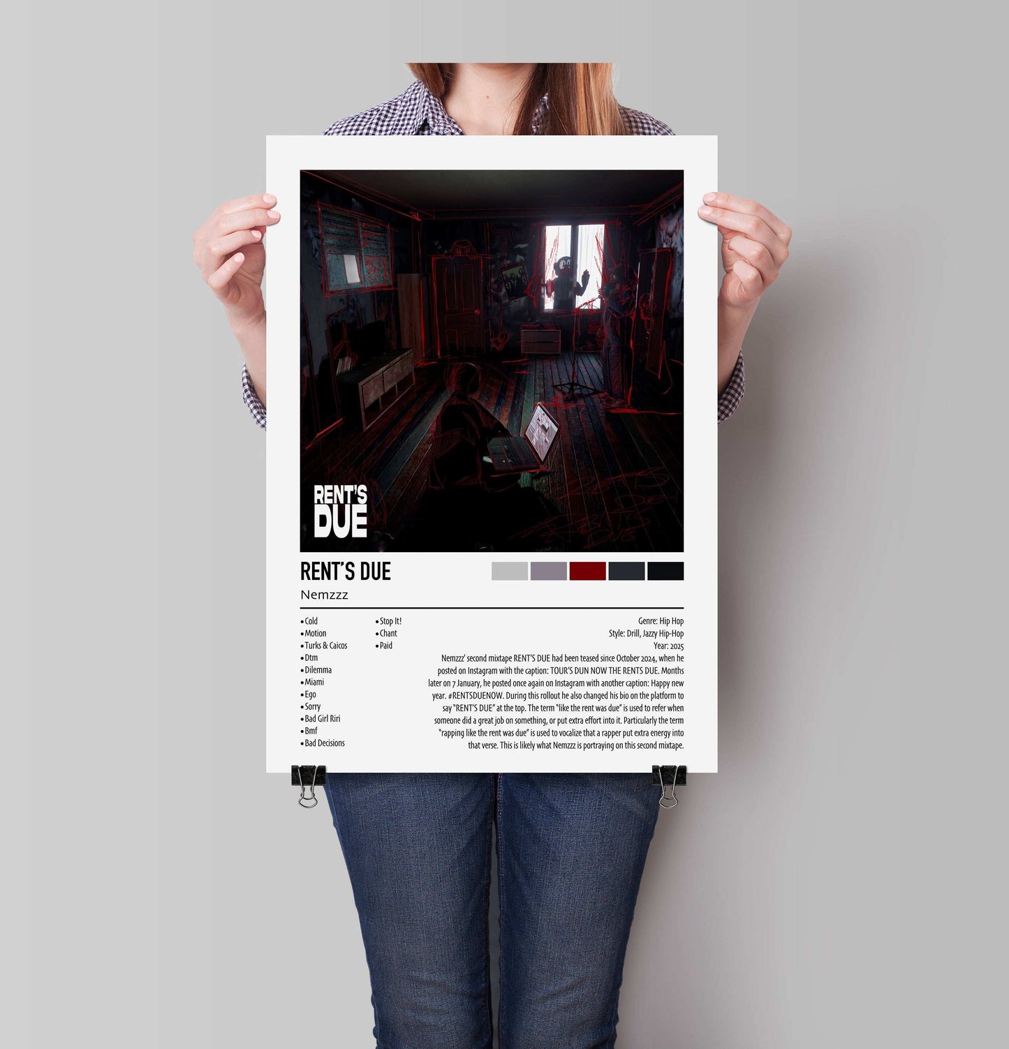 Nemzzz | RENT'S DUE | Custom Album Cover Poster Print