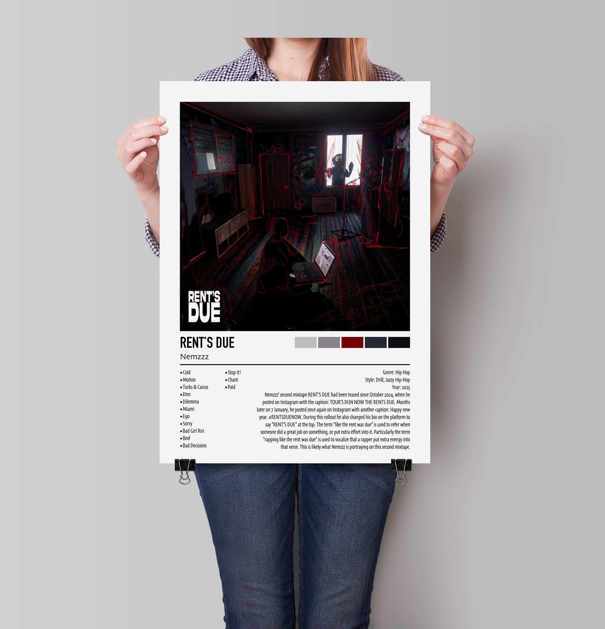 Nemzzz | RENT'S DUE | Custom Album Cover Poster Print