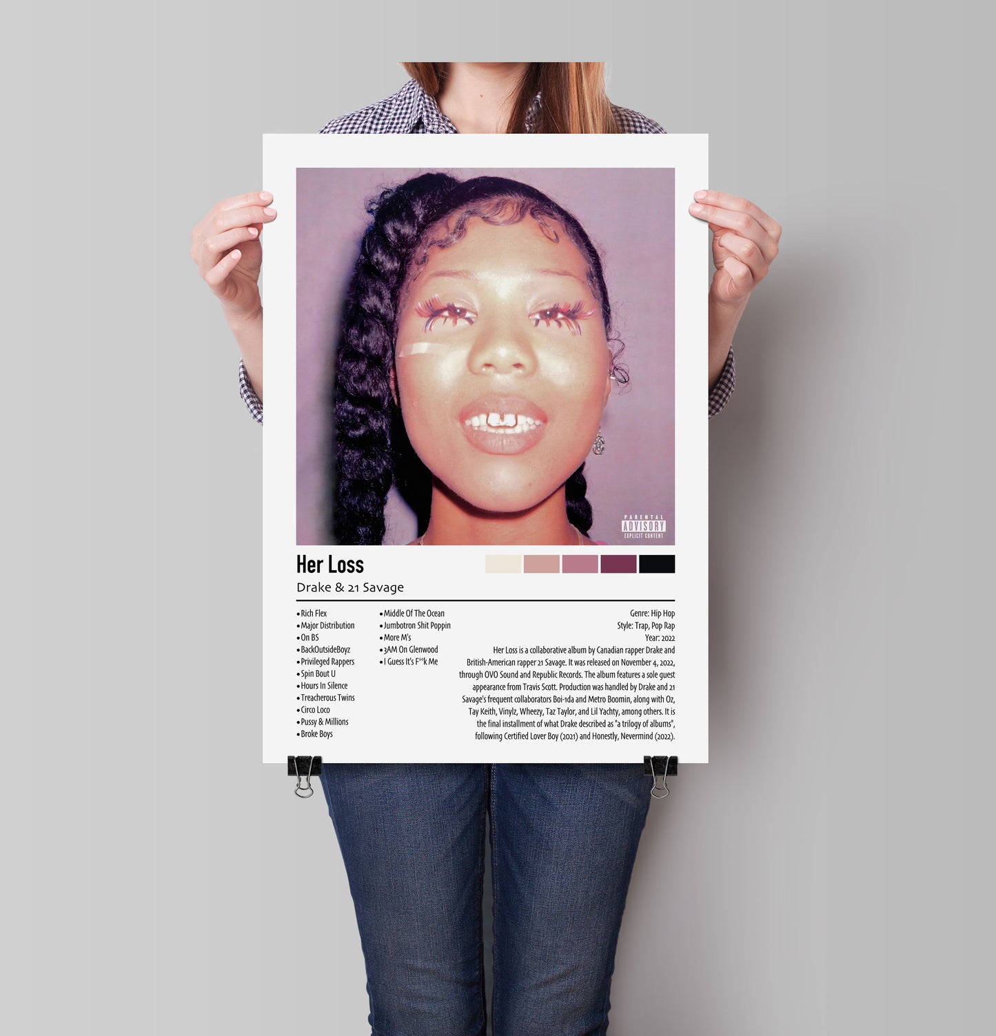 Drake & 21 Savage | Her Loss | Custom Album Cover Poster Print