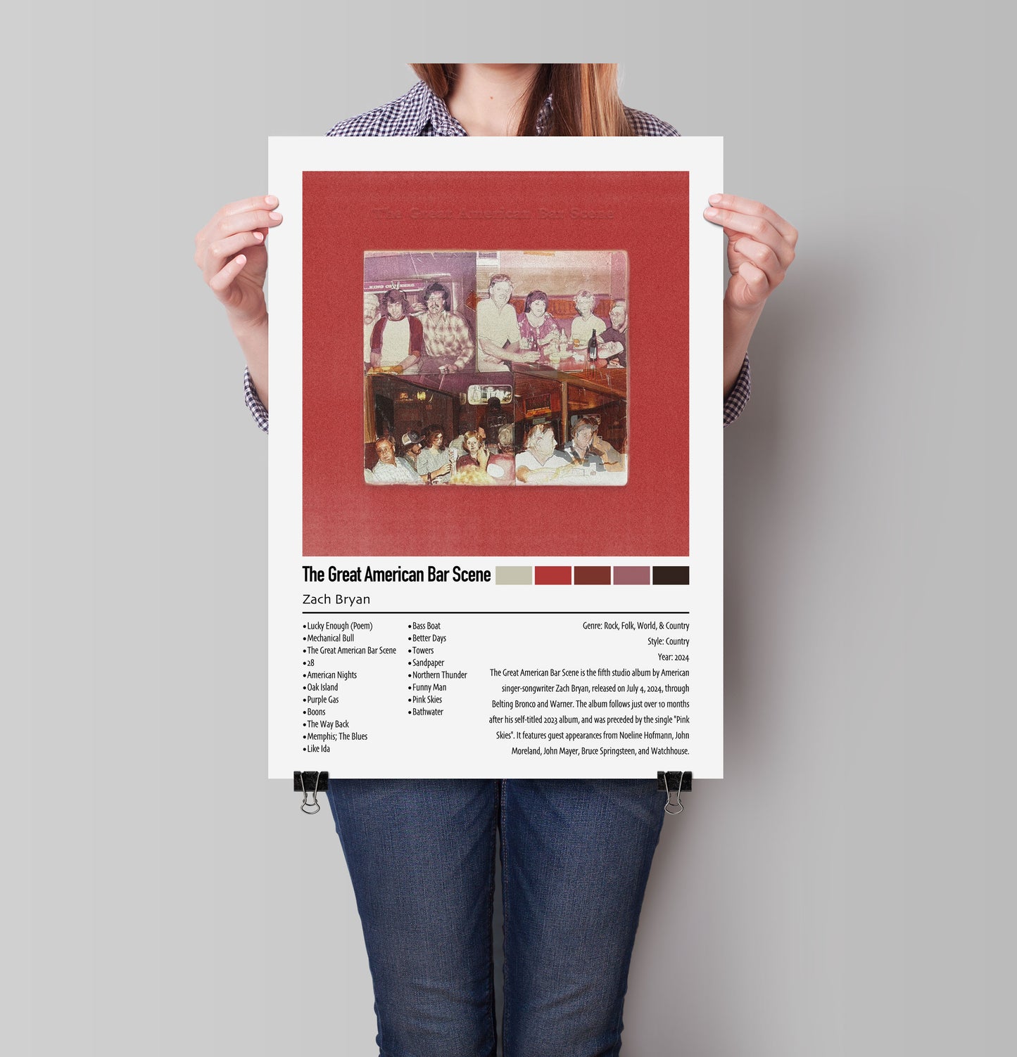 Zach Bryan | The Great American Bar Scene | Custom Album Cover Poster Print
