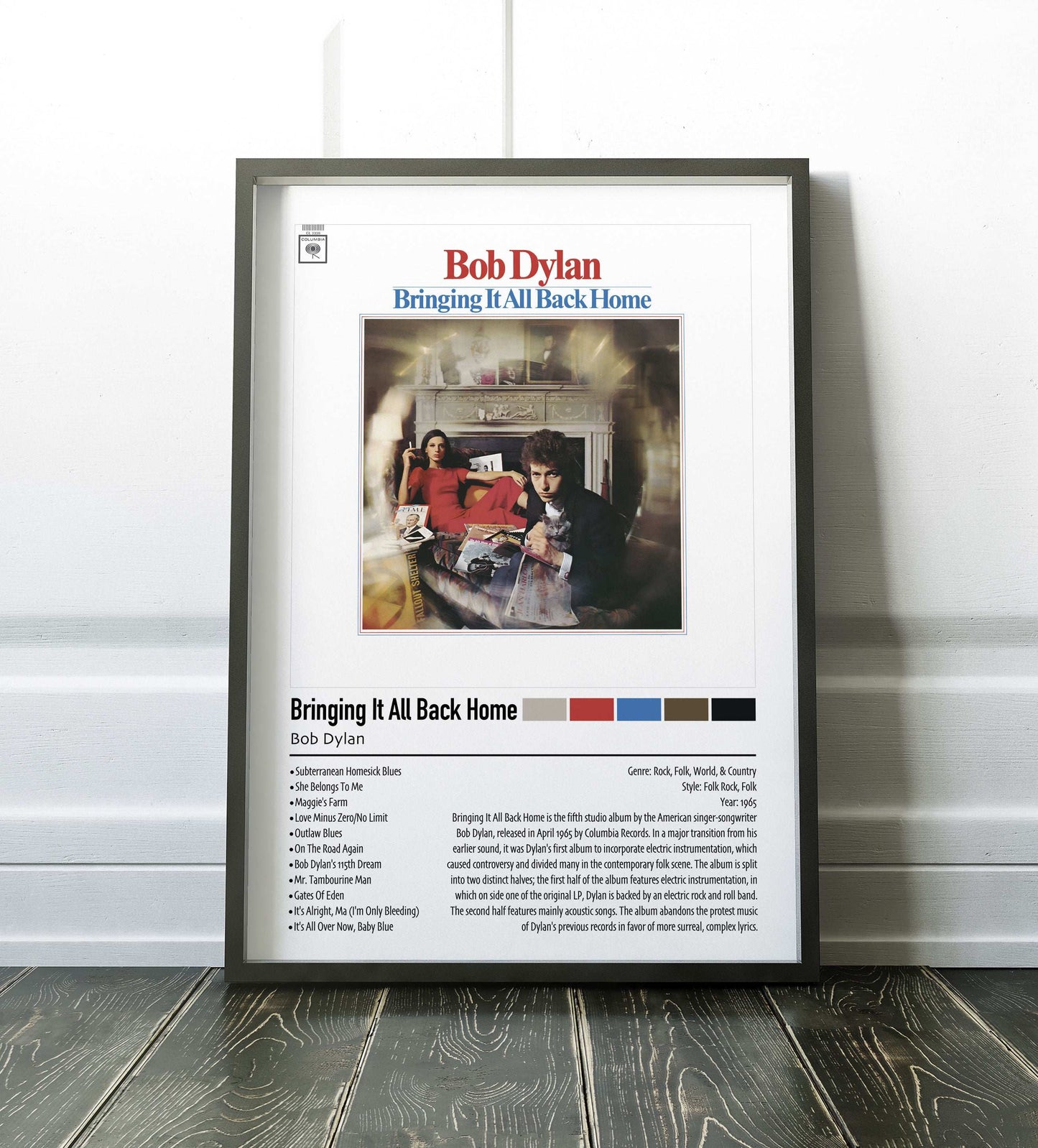 Bob Dylan | Bringing It All Back Home | Custom Album Cover Poster Print