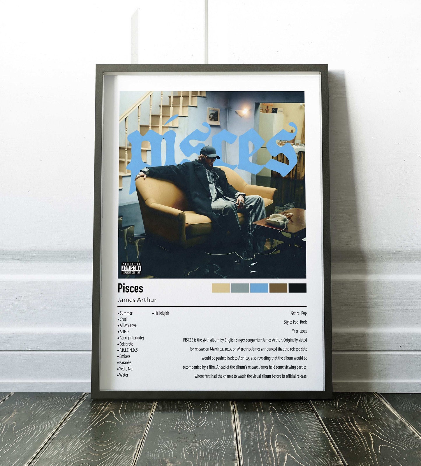 James Arthur | Pisces | Custom Album Cover Poster Print