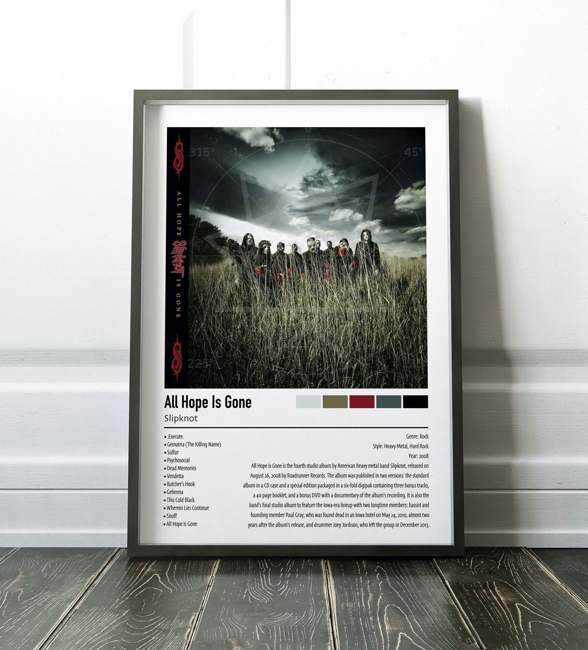 Slipknot | All Hope Is Gone | Custom Album Cover Poster Print
