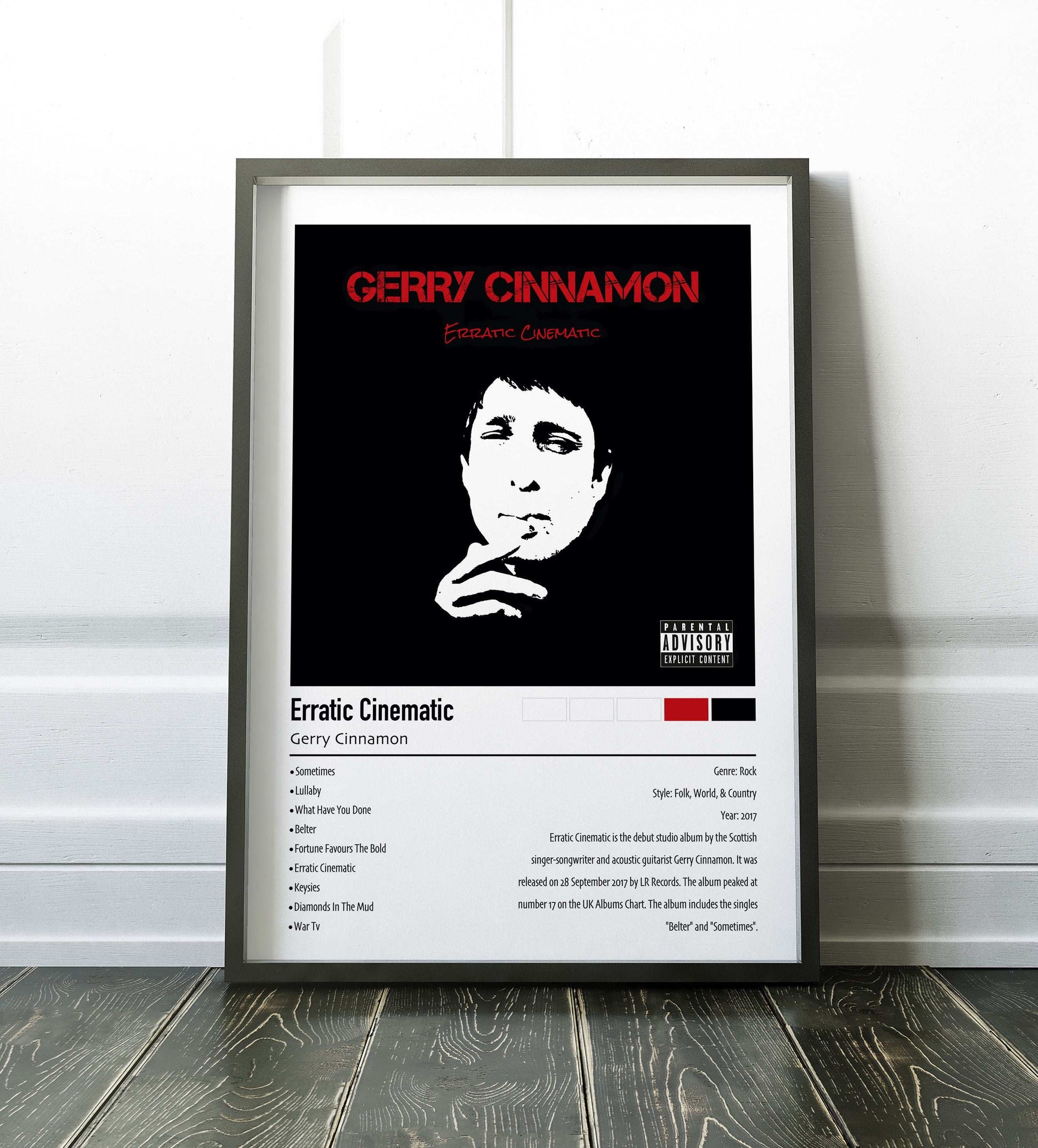 Gerry Cinnamon | Erratic Cinematic | Custom Album Cover Poster Print