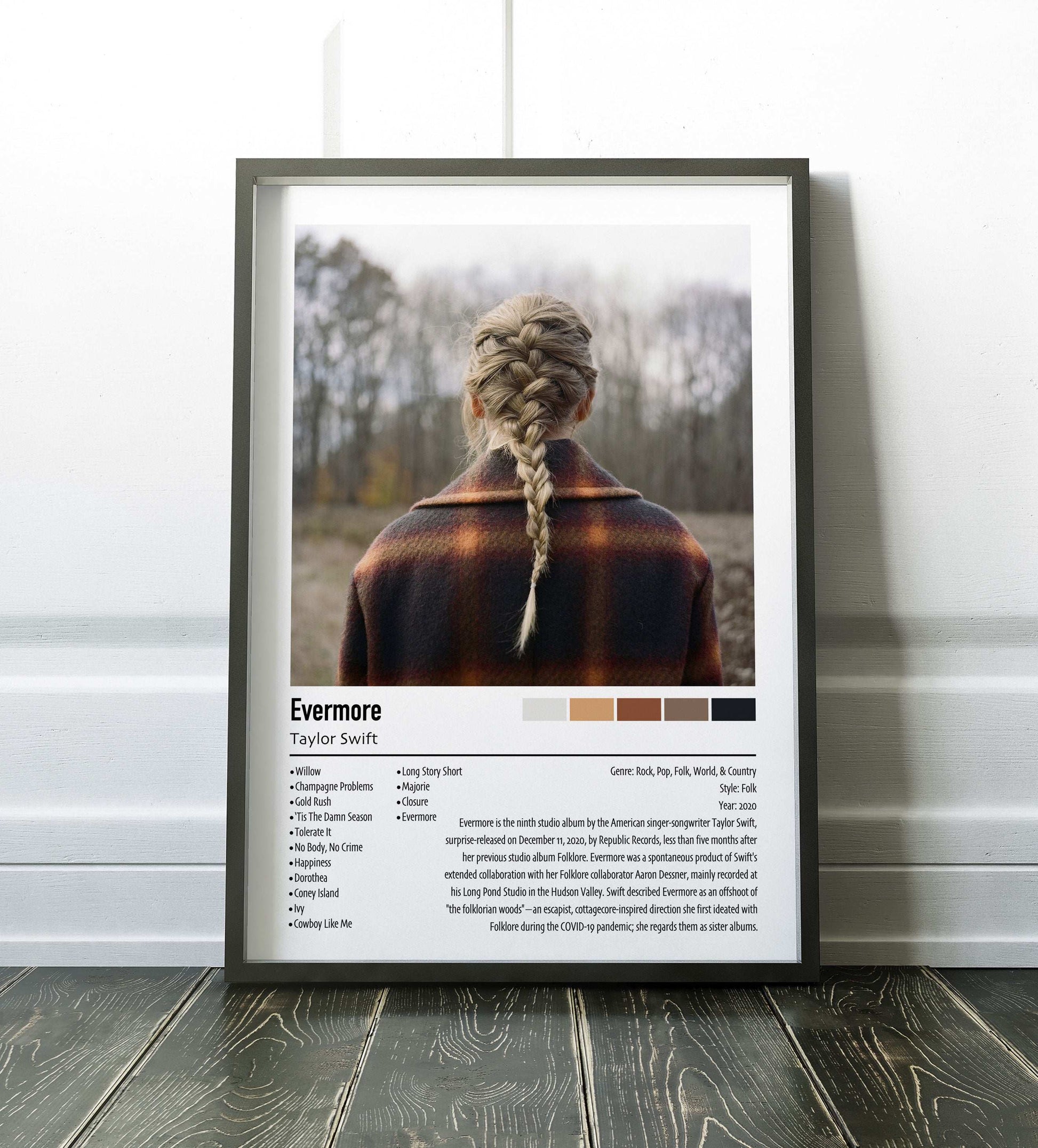 Taylor Swift | Evermore | Custom Album Cover Poster Print