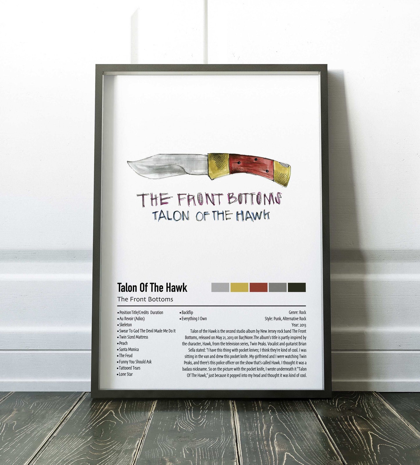 The Front Bottoms | Talon Of The Hawk | Custom Album Cover Poster Print