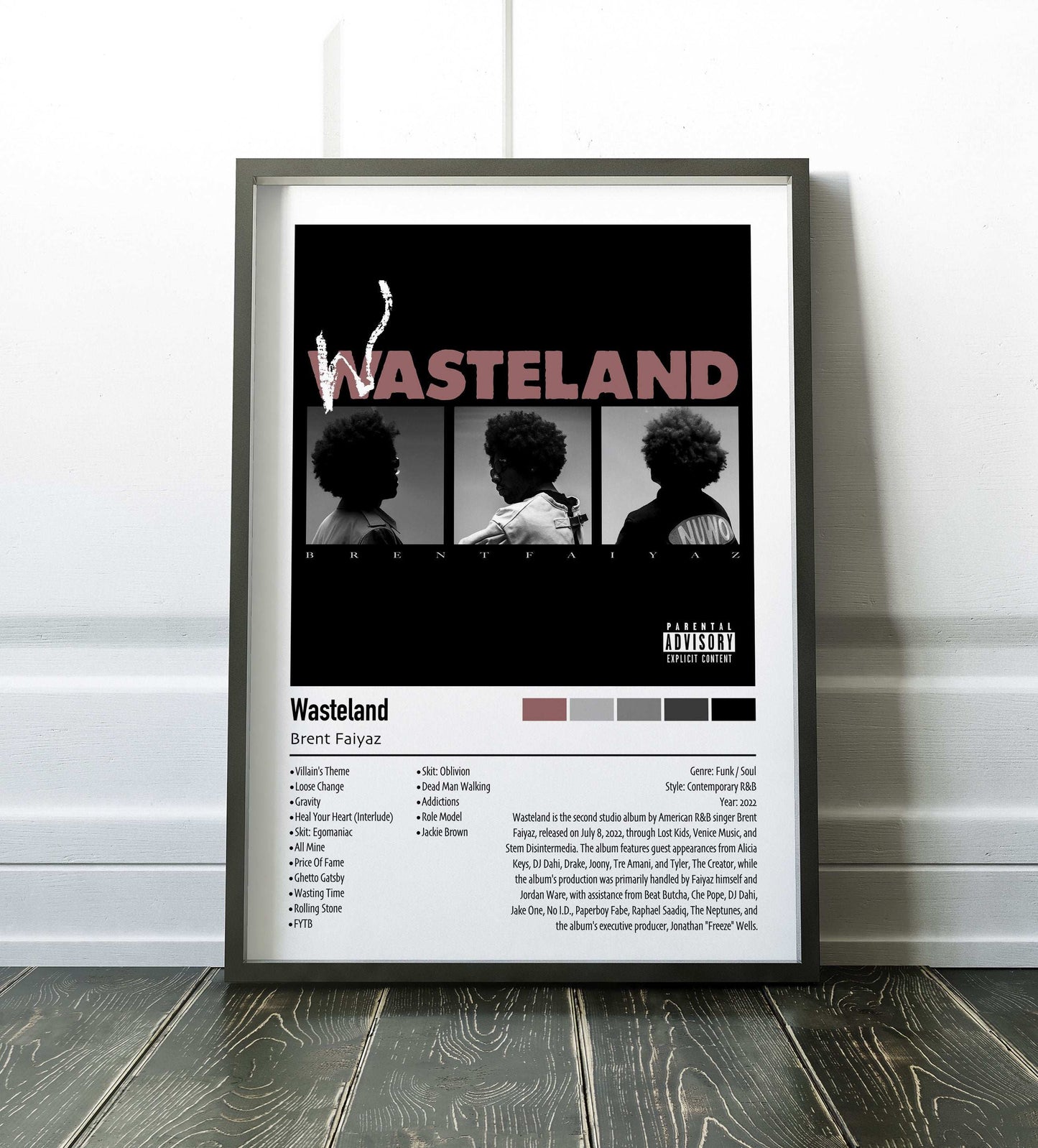 Brent Faiyaz | Wasteland | Custom Album Cover Poster Print