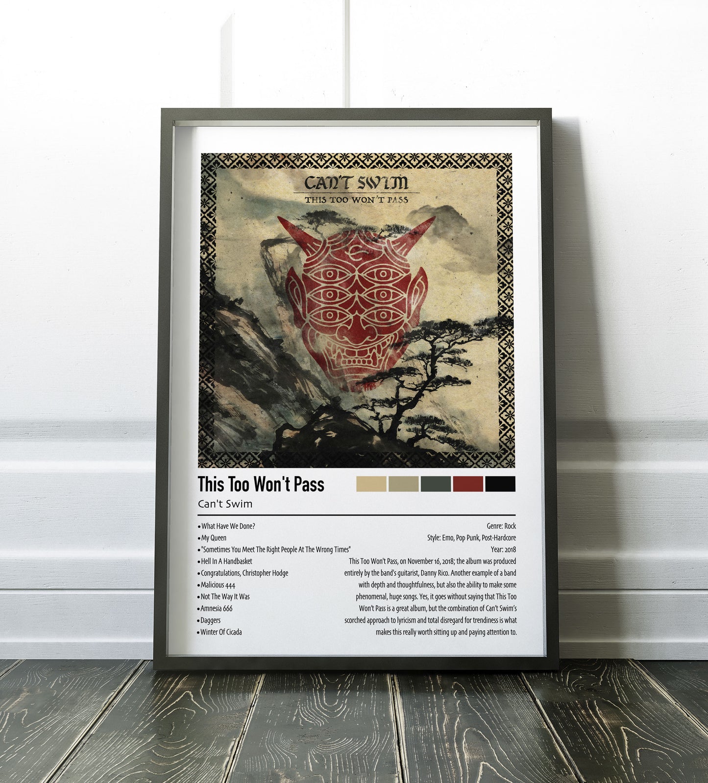 Can't Swim | This Too Won't Pass | Custom Album Cover Poster Print