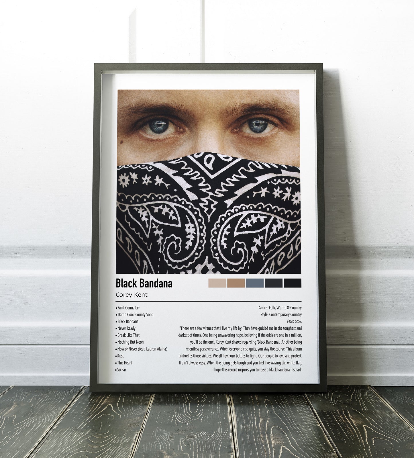 Corey Kent | Black Bandana | Custom Album Cover Poster Print