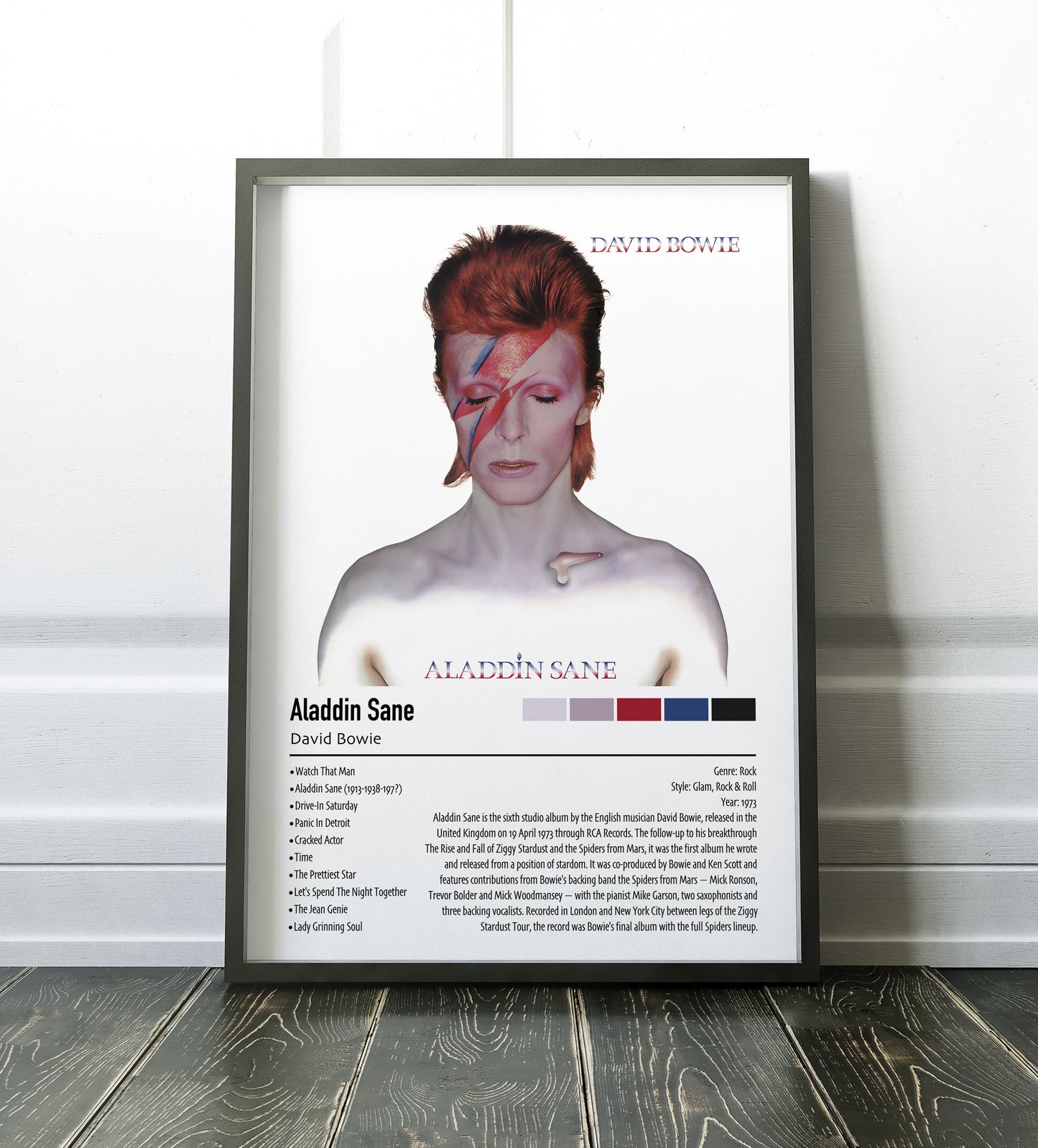David Bowie | Aladdin Sane | Custom Album Cover Poster Print
