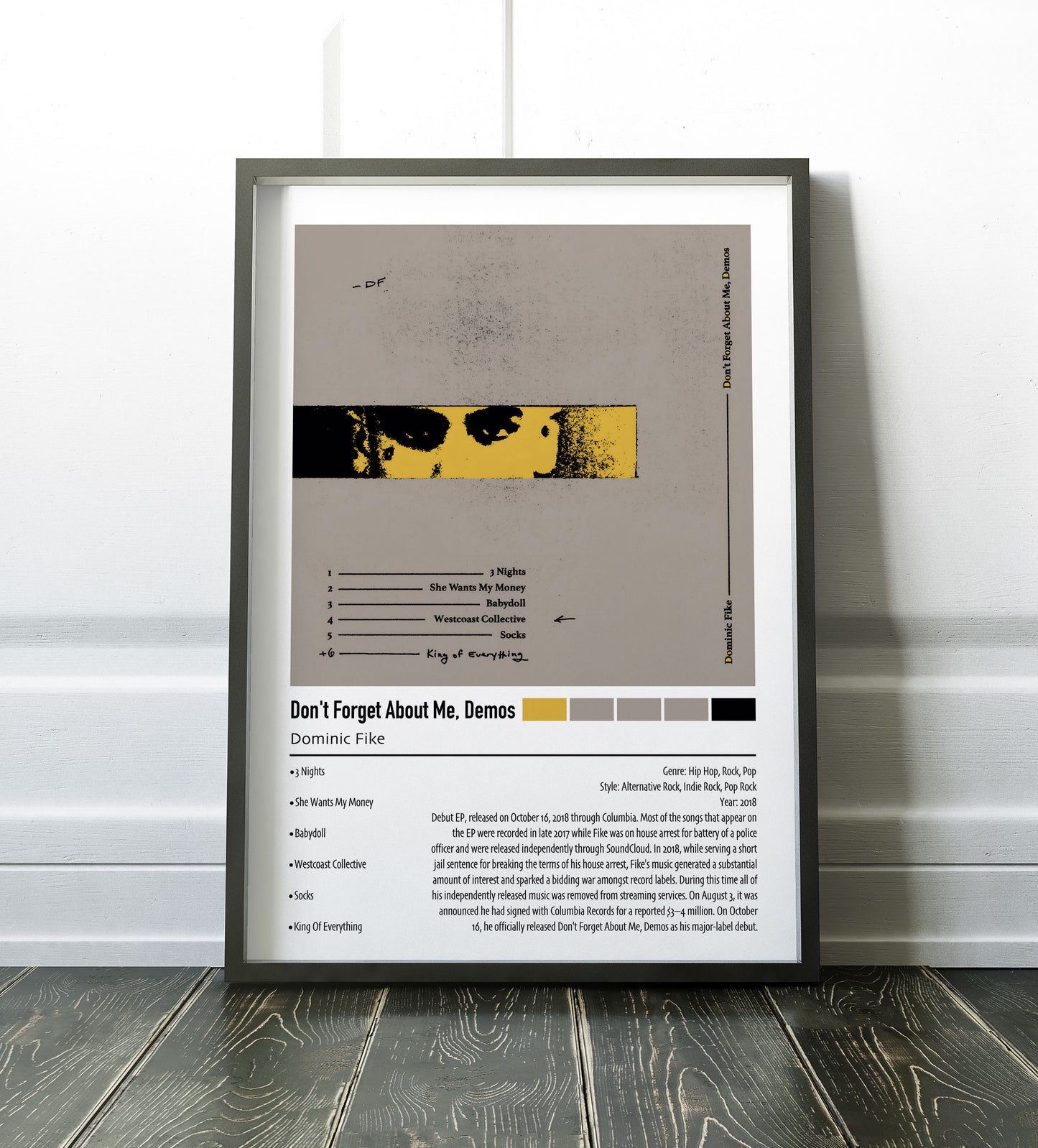 Dominic Fike | Don't Forget About Me, Demos | Custom Album Cover Poster Print
