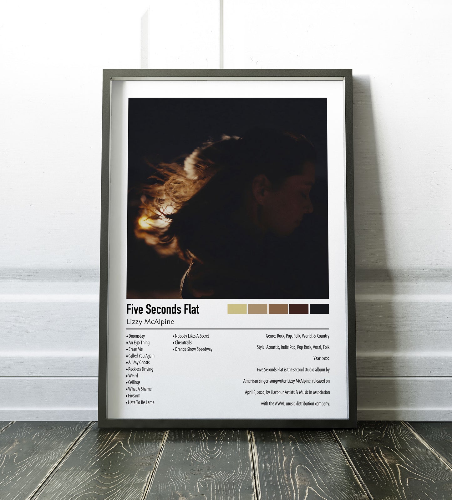 Lizzy McAlpine | Five Seconds Flat | Custom Album Cover Poster Print