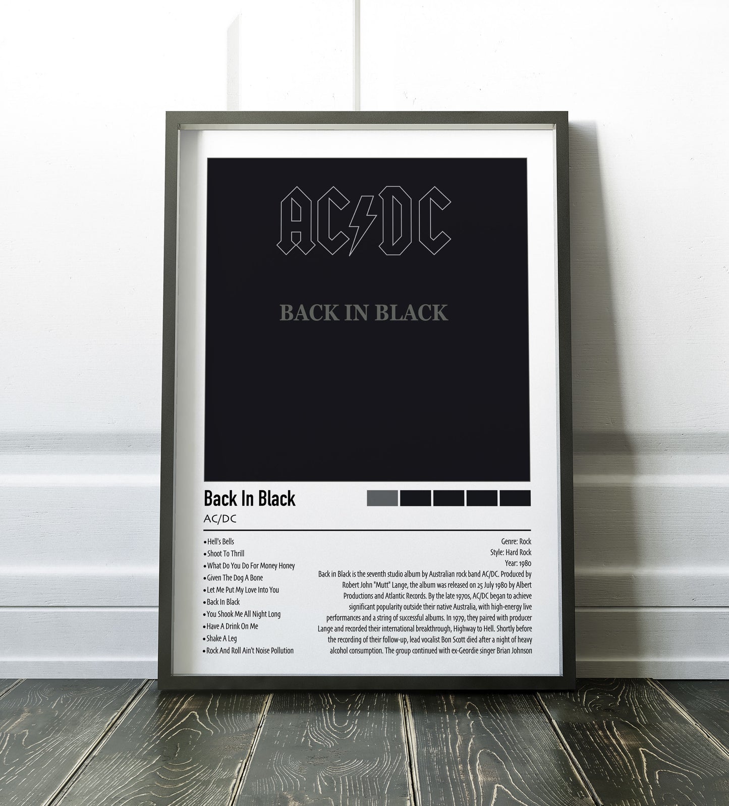 AC/DC | Back In Black | Custom Album Cover Poster Print