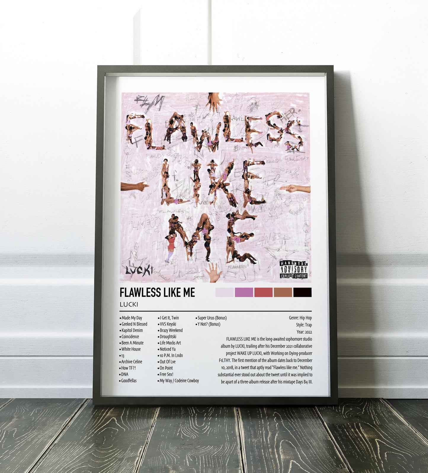 LUCKI | FLAWLESS LIKE ME | Custom Album Cover Poster Print