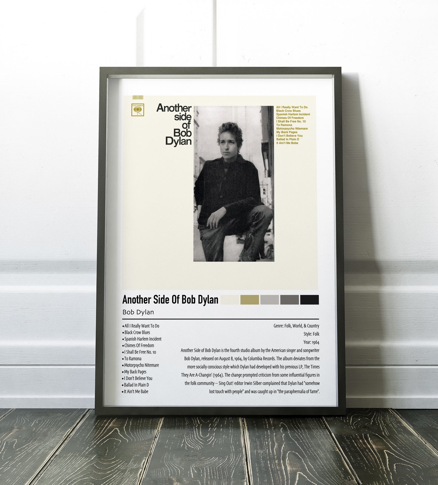 Bob Dylan | Another Side Of Bob Dylan | Custom Album Cover Poster Print