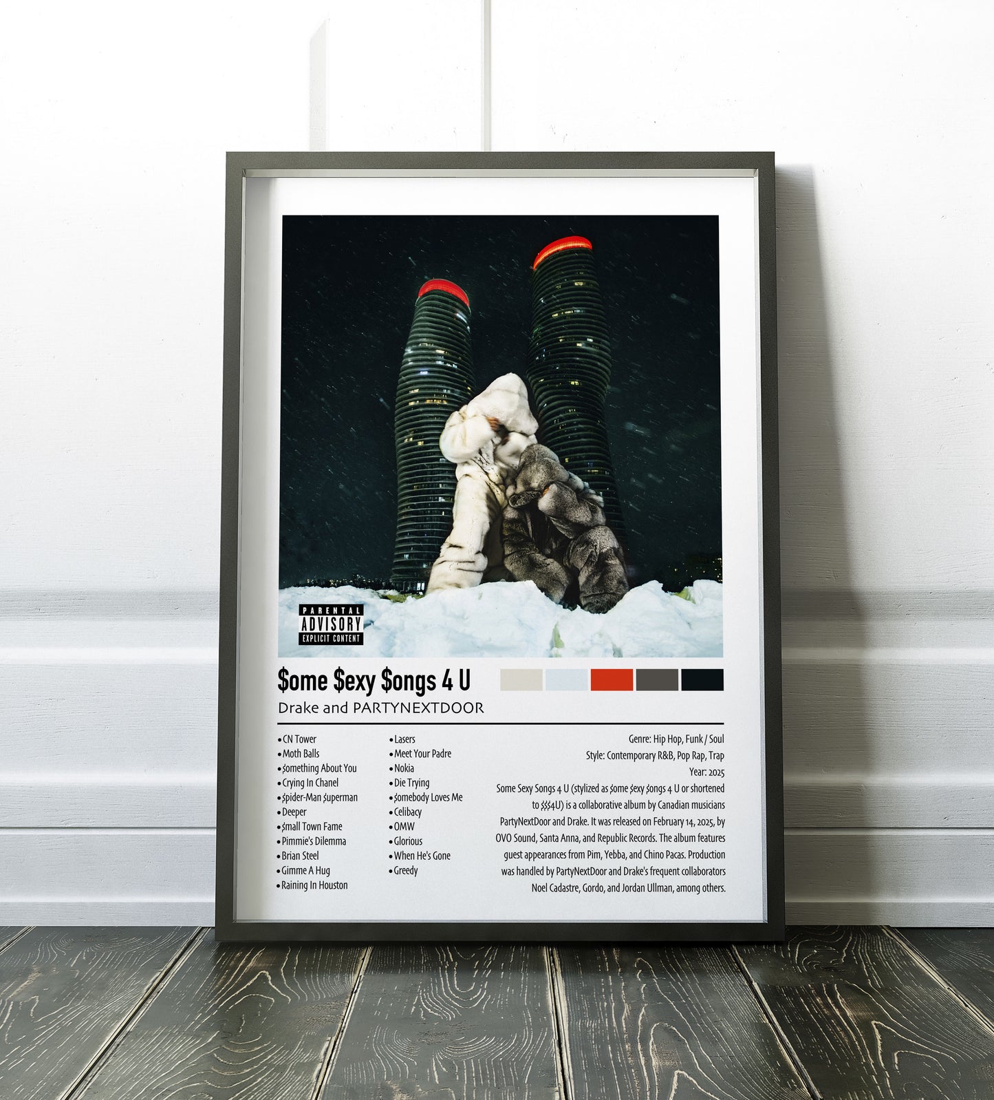 Drake and PARTYNEXTDOOR | $ome $exy $ongs 4 U | Custom Album Cover Poster Print