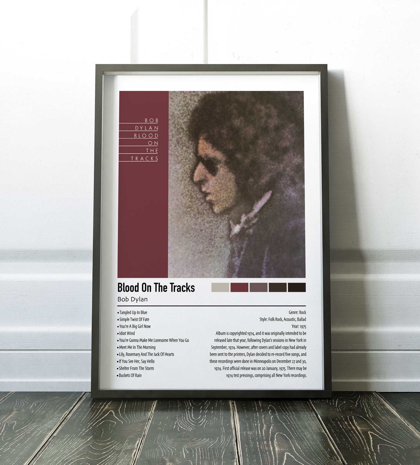 Bob Dylan | Blood On The Tracks | Custom Album Cover Poster Print