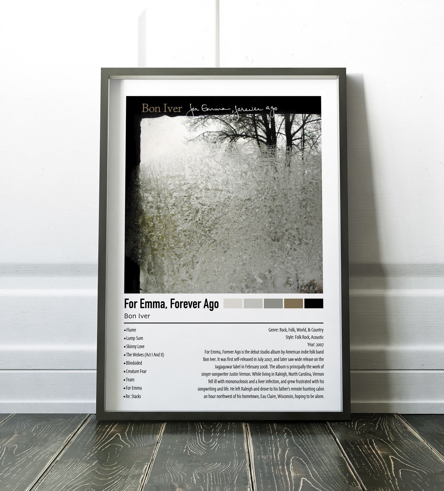 Bon Iver | For Emma, Forever Ago | Custom Album Cover Poster Print
