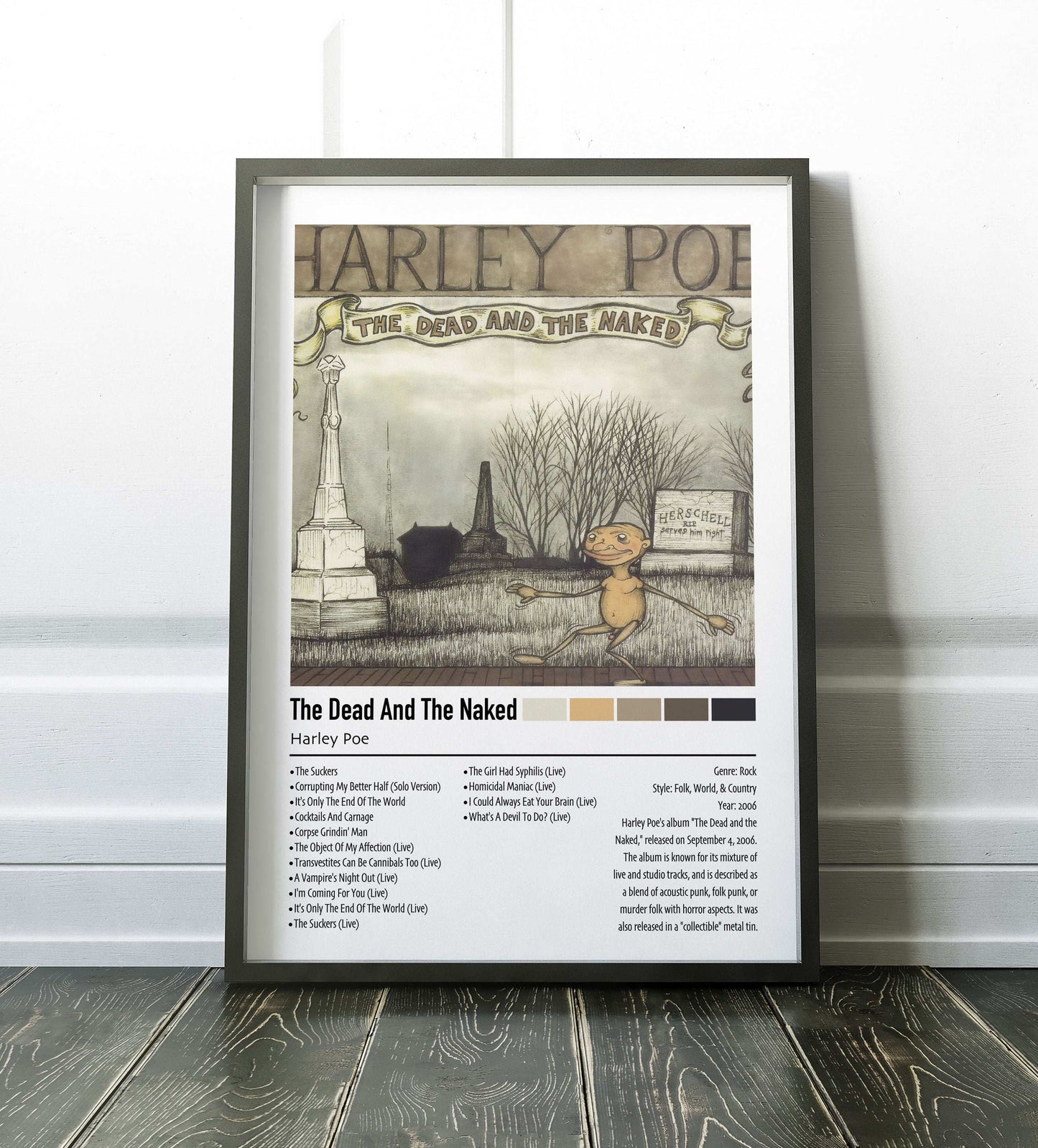Harley Poe | The Dead and the Naked | Custom Album Cover Poster Print