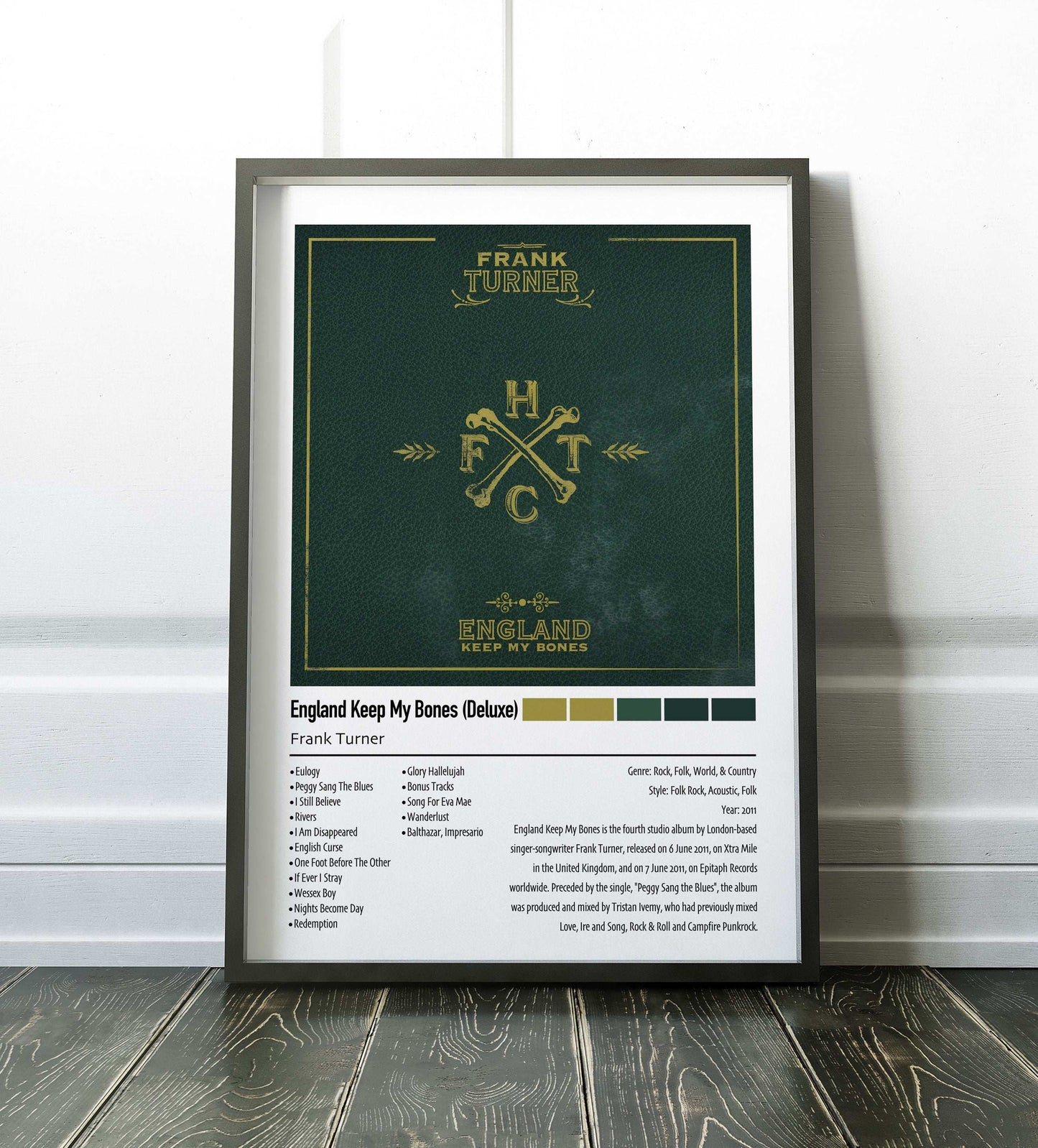 Frank Turner | England Keep My Bones (Deluxe) | Custom Album Cover Poster Print