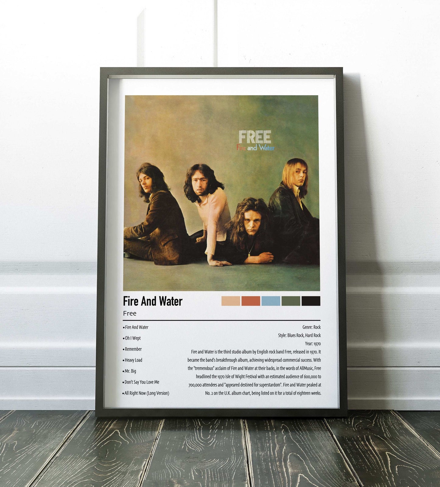 Free | Fire And Water | Custom Album Cover Poster Print