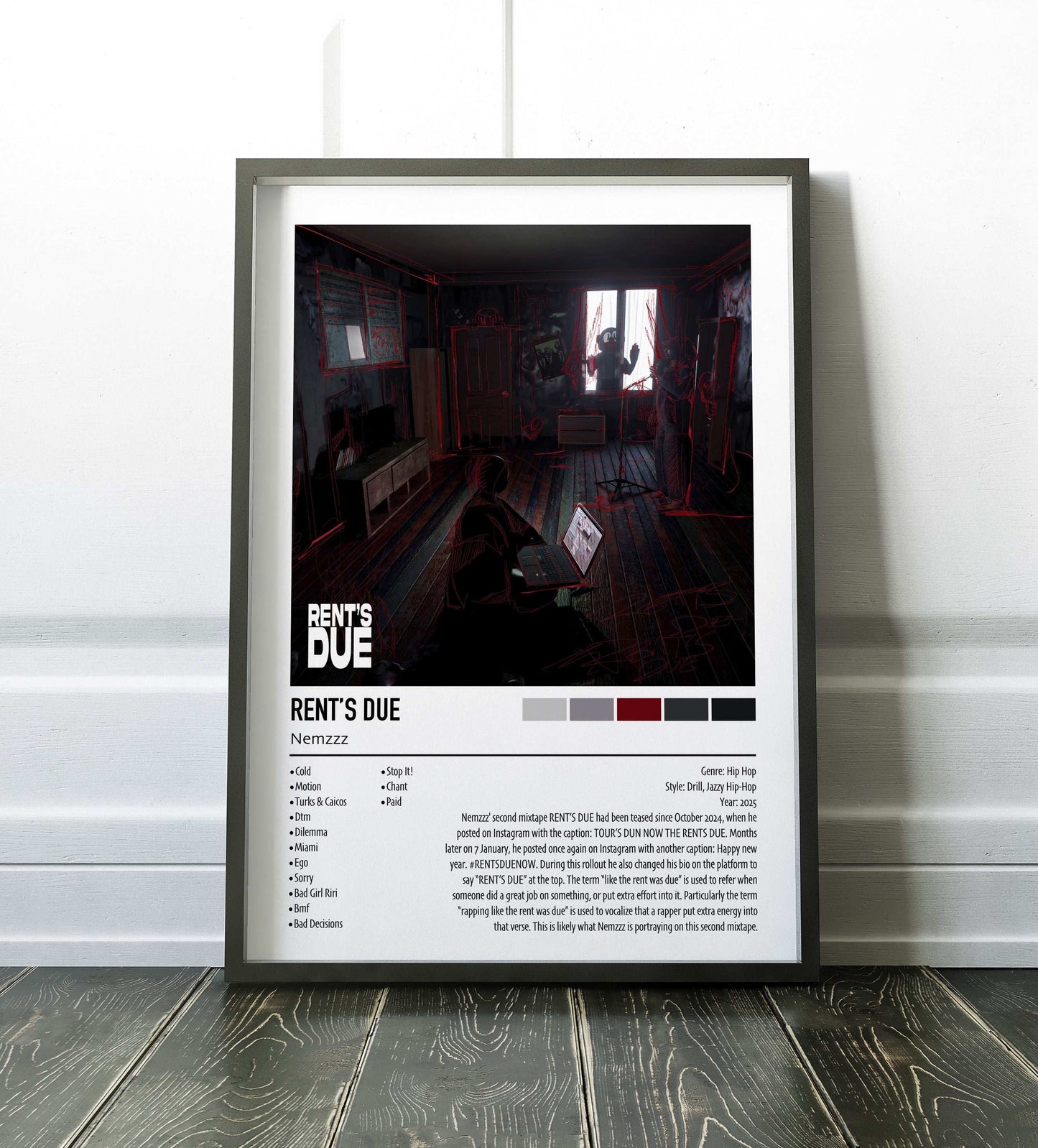 Nemzzz | RENT'S DUE | Custom Album Cover Poster Print