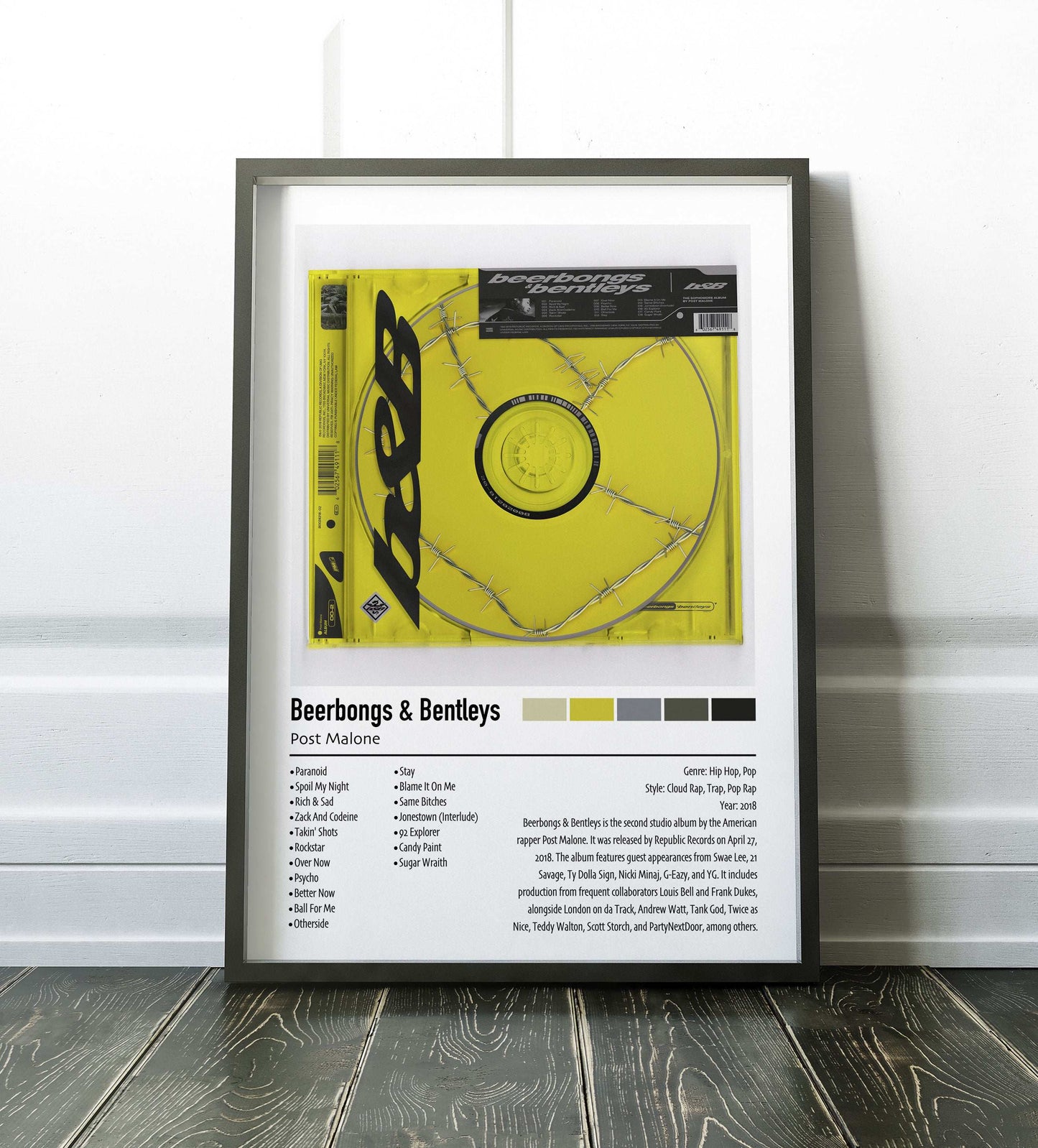 Post Malone | Beerbongs & Bentleys | Custom Album Cover Poster Print