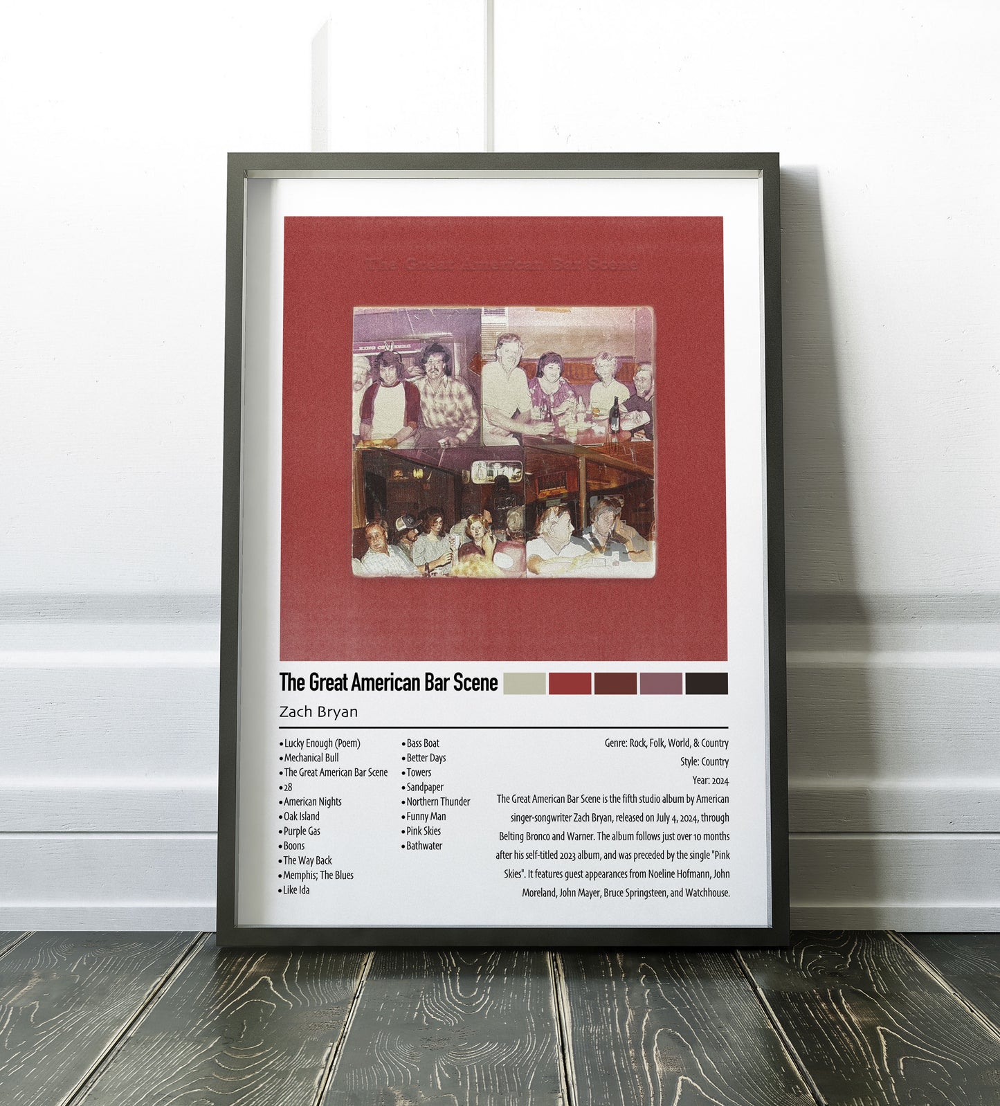 Zach Bryan | The Great American Bar Scene | Custom Album Cover Poster Print