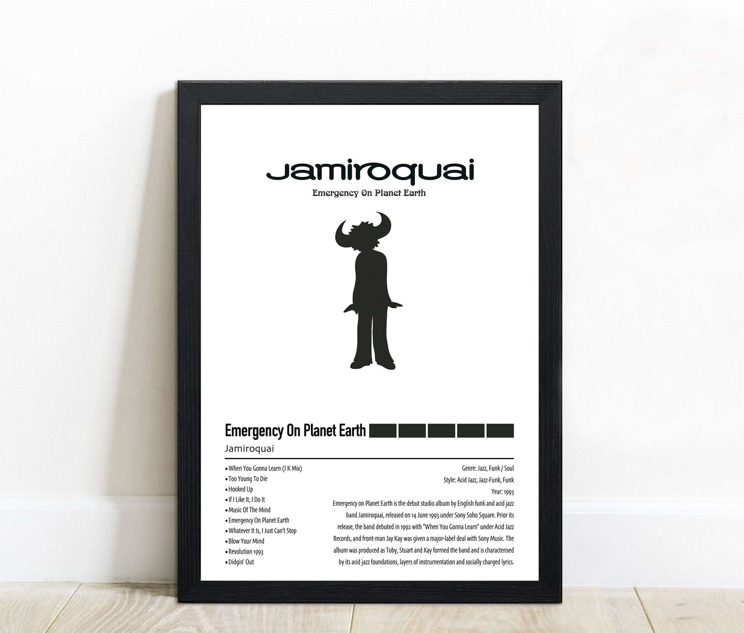 Jamiroquai | Emergency On Planet Earth | Custom Album Cover Poster Print