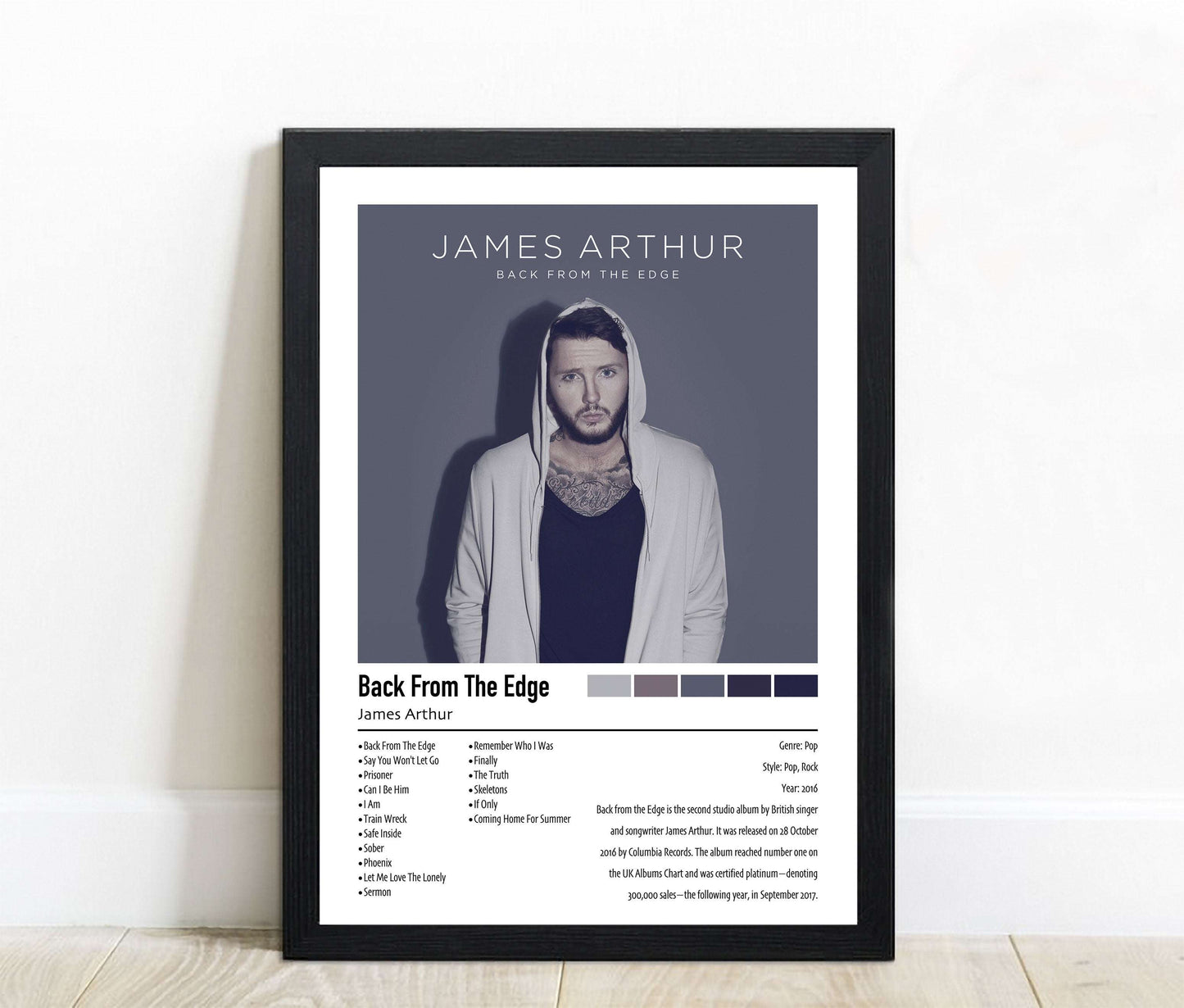 James Arthur | Back From The Edge | Custom Album Cover Poster Print