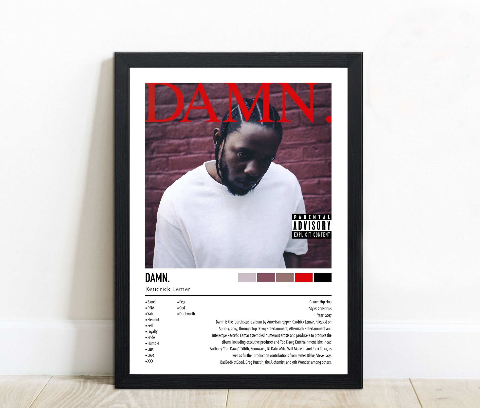 Kendrick Lamar | Damn. | Custom Album Cover Poster Print