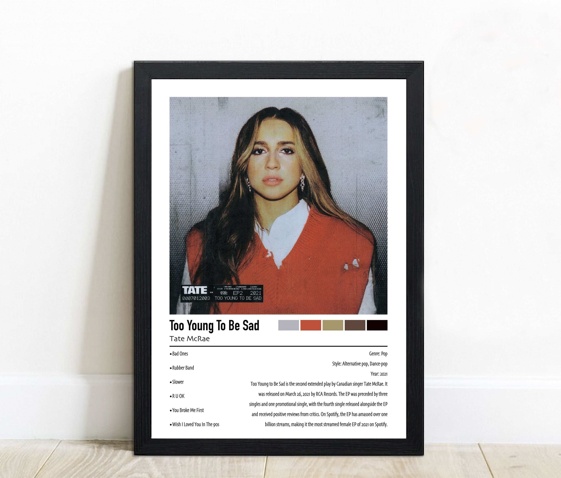 Tate McRae | Too Young To Be Sad | Custom Album Cover Poster Print