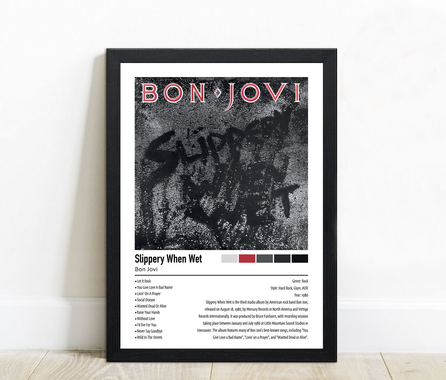 Bon Jovi | Slippery When Wet | Custom Album Cover Poster Print