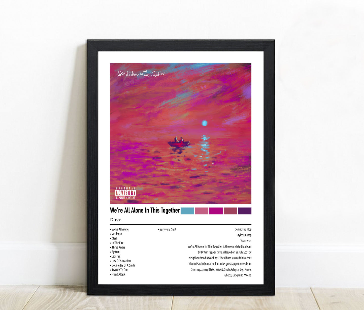 Dave | We're All Alone In This Together | Custom Album Cover Poster Print