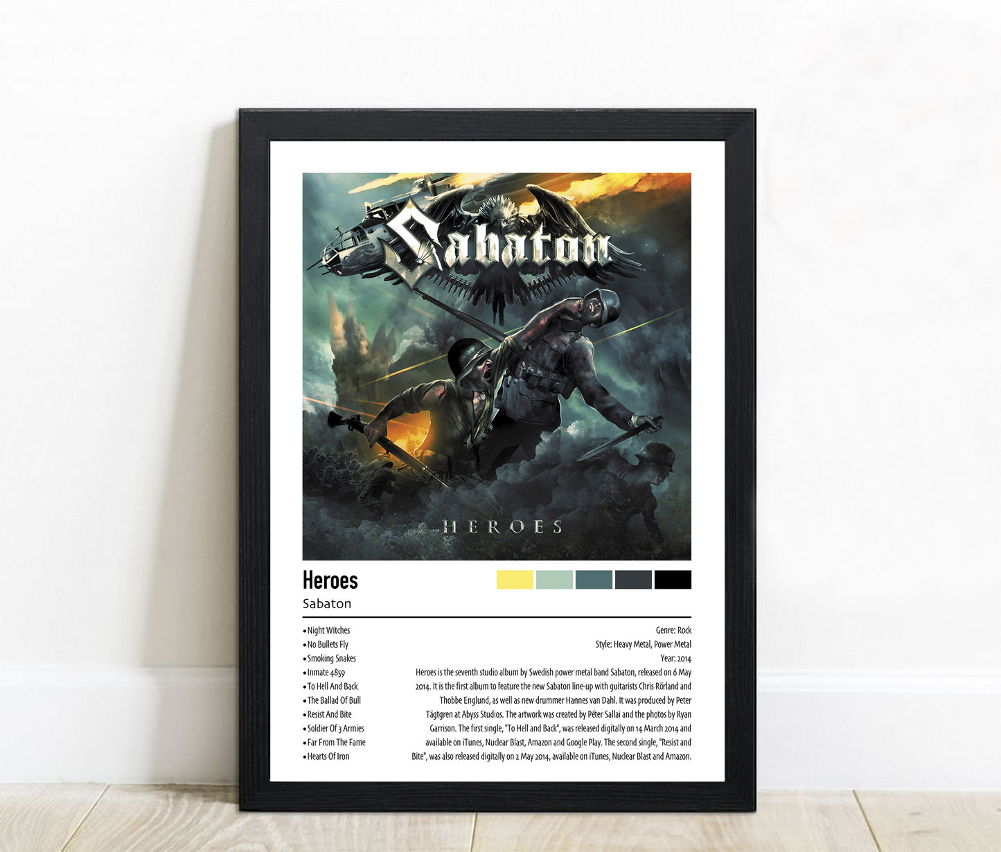 Sabaton | Heroes | Custom Album Cover Poster Print