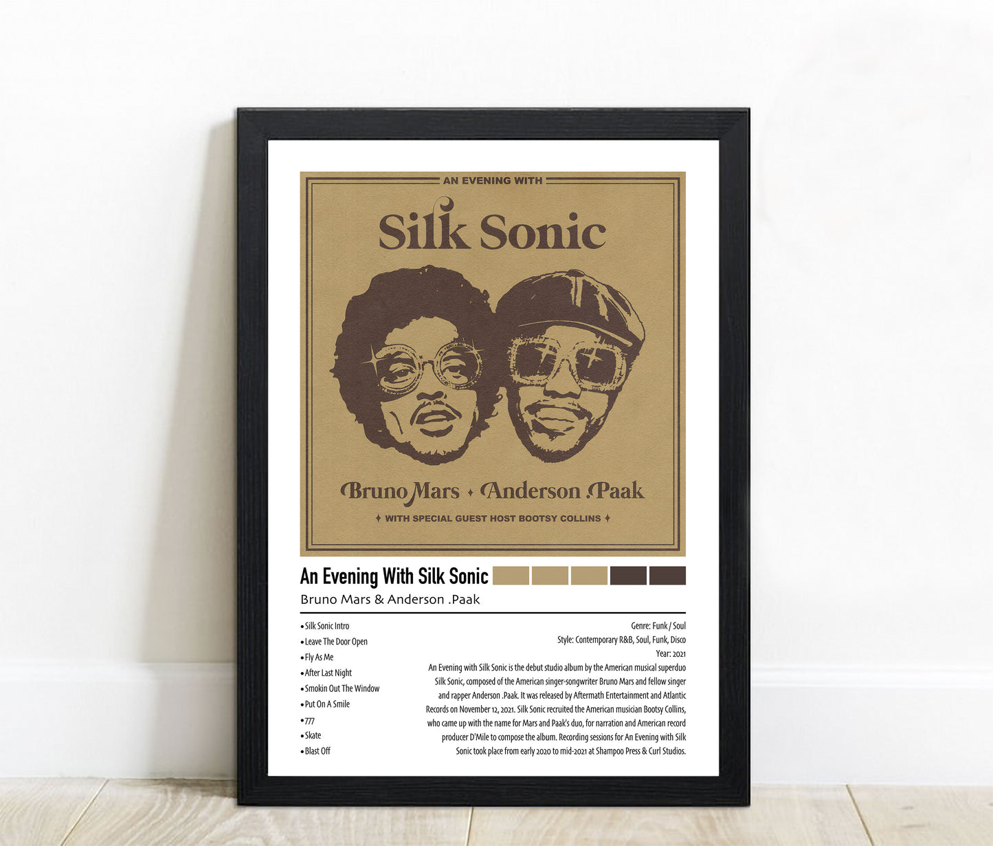 Bruno Mars & Anderson .Paak | An Evening With Silk Sonic | Custom Album Cover Poster Print