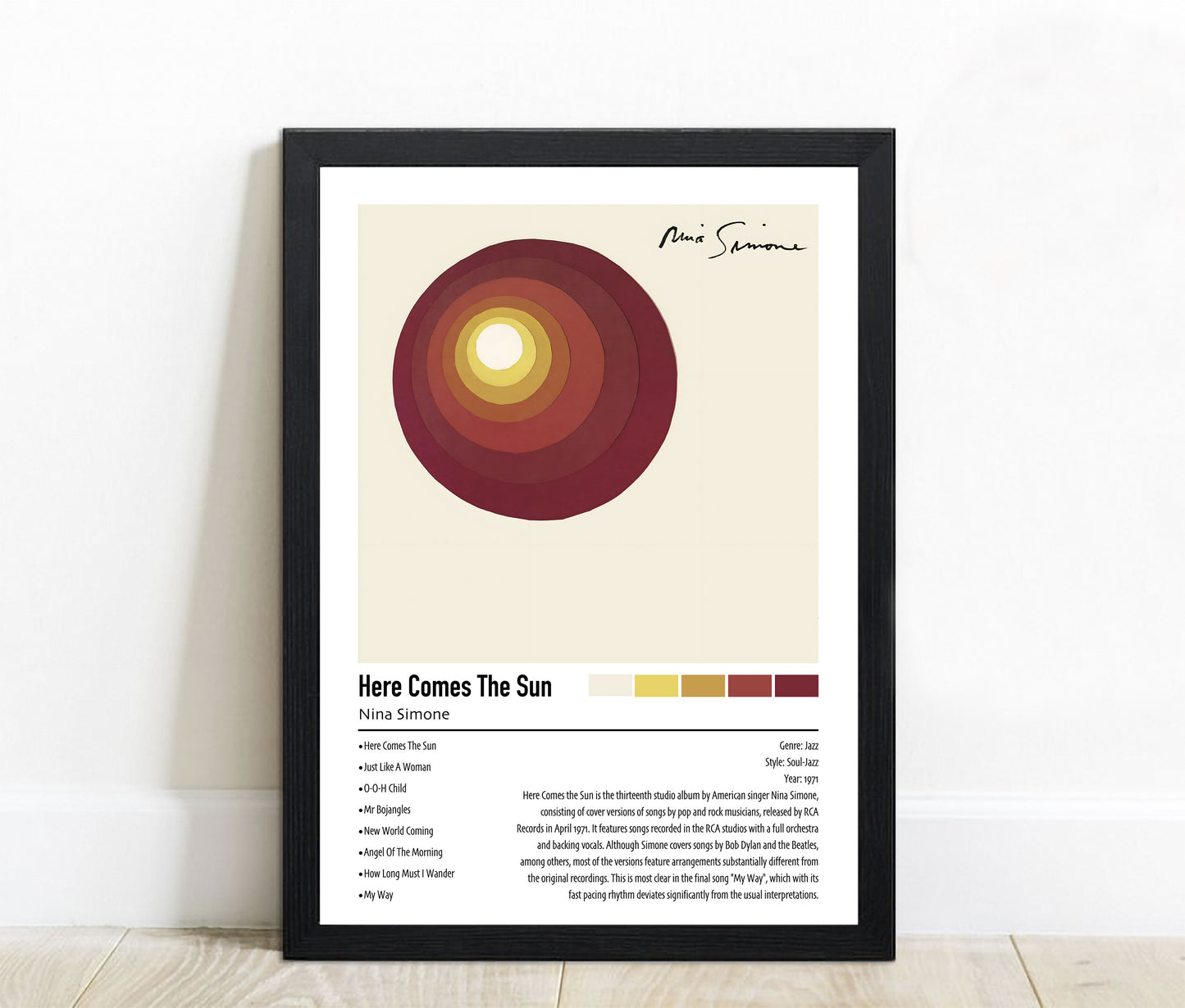 Nina Simone | Here Comes The Sun | Custom Album Cover Poster Print