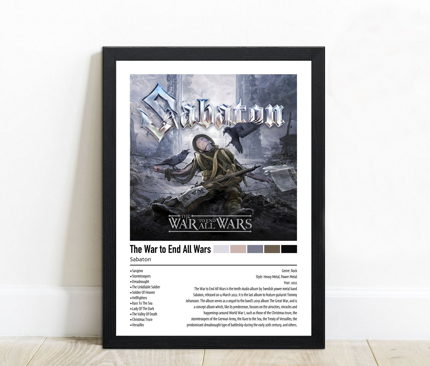 Sabaton | The War to End All Wars | Custom Album Cover Poster Print