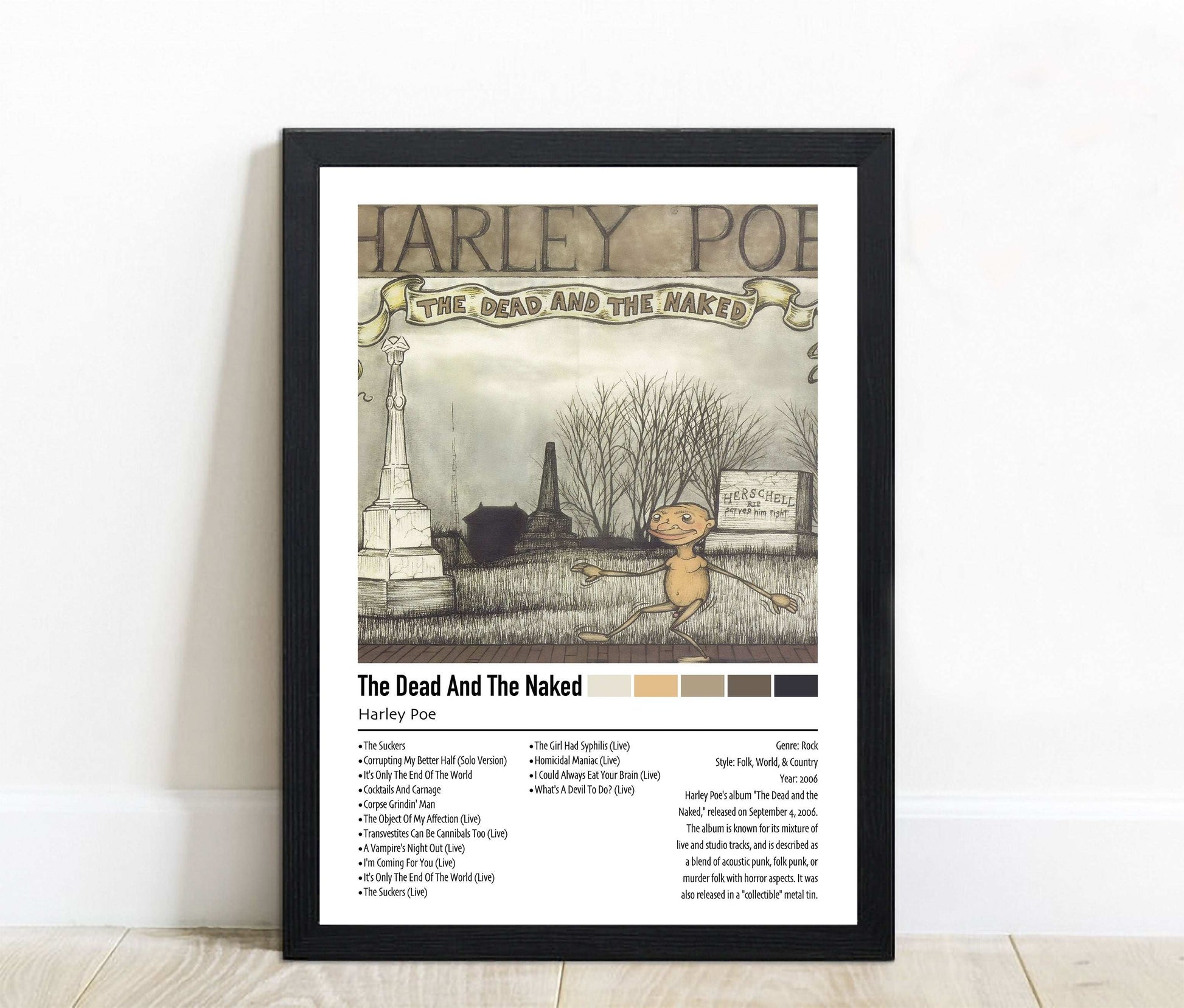 Harley Poe | The Dead and the Naked | Custom Album Cover Poster Print