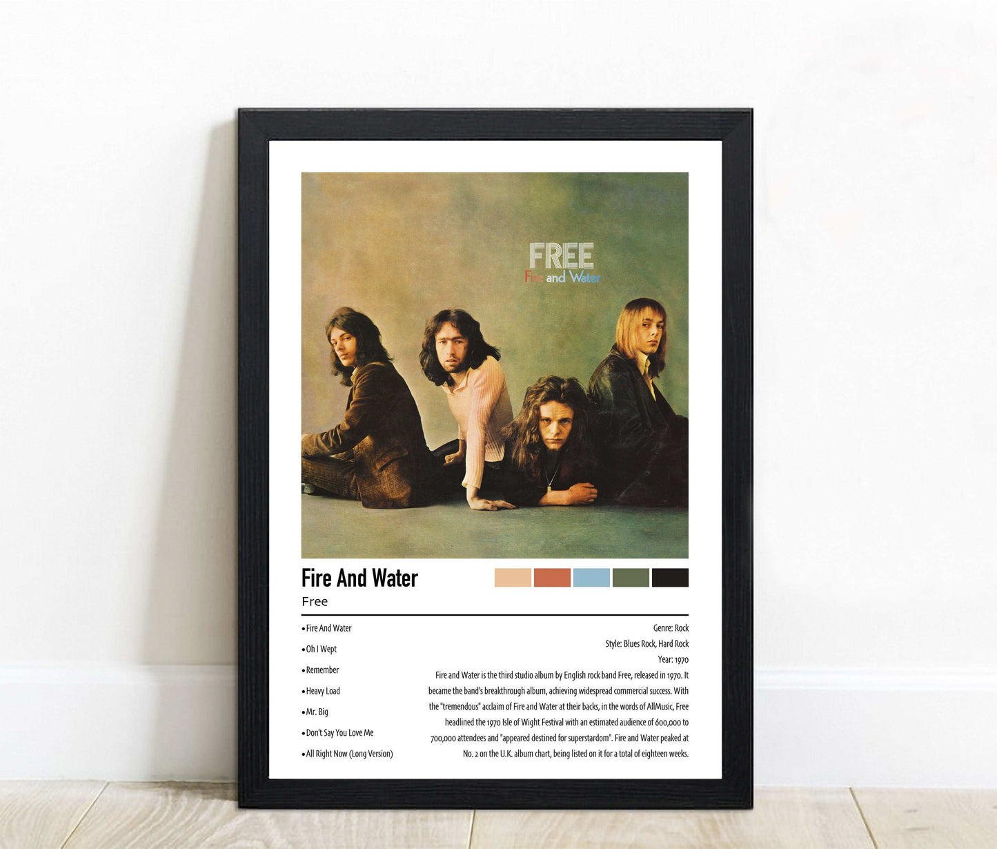 Free | Fire And Water | Custom Album Cover Poster Print