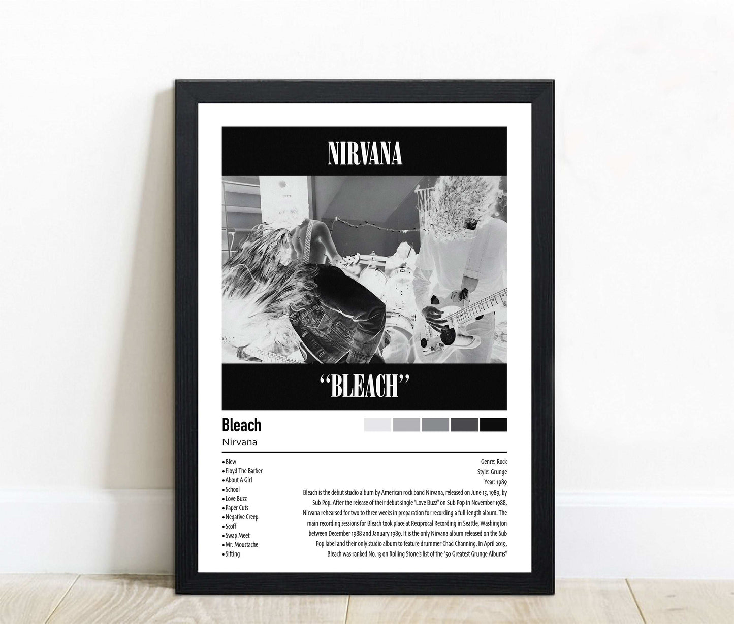Nirvana | Bleach | Custom Album Cover Poster Print