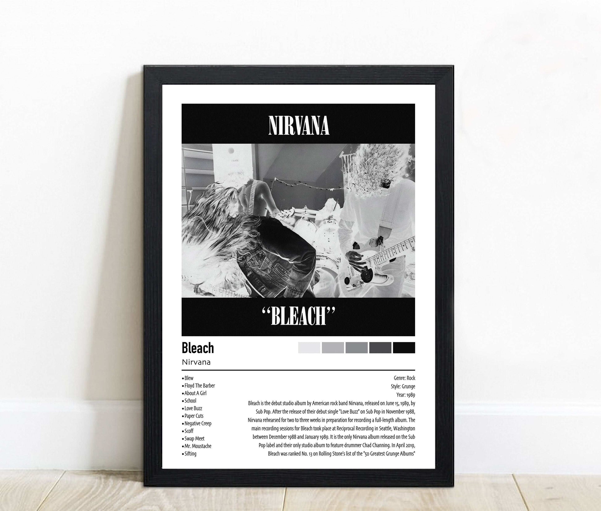 Nirvana | Bleach | Custom Album Cover Poster Print