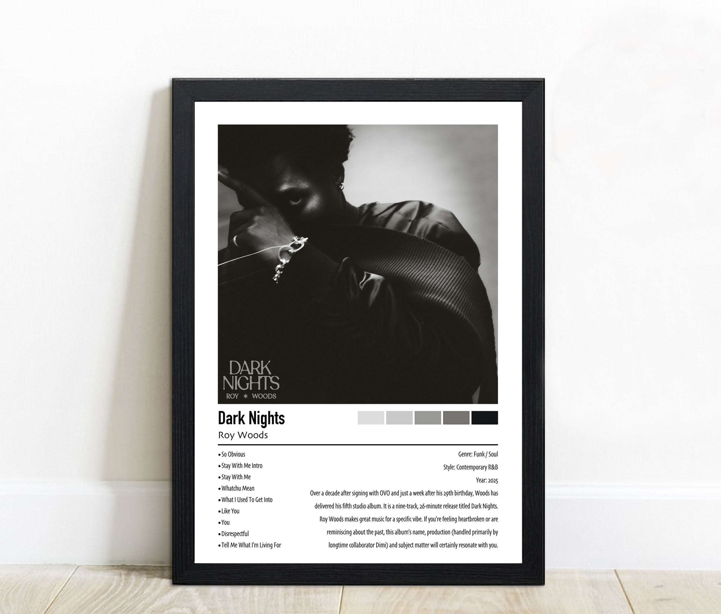 Roy Woods | Dark Nights | Custom Album Cover Poster Print