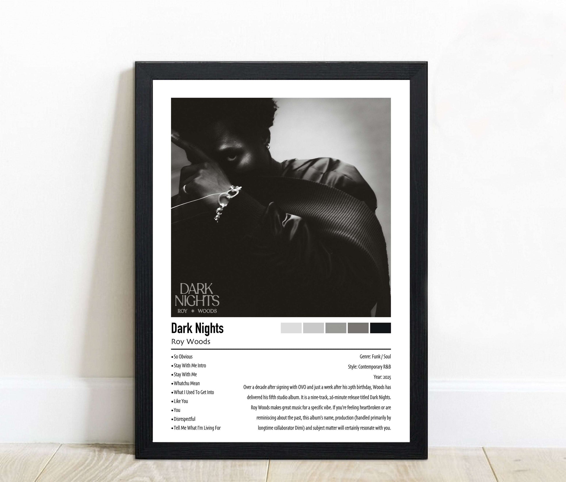 Roy Woods | Dark Nights | Custom Album Cover Poster Print