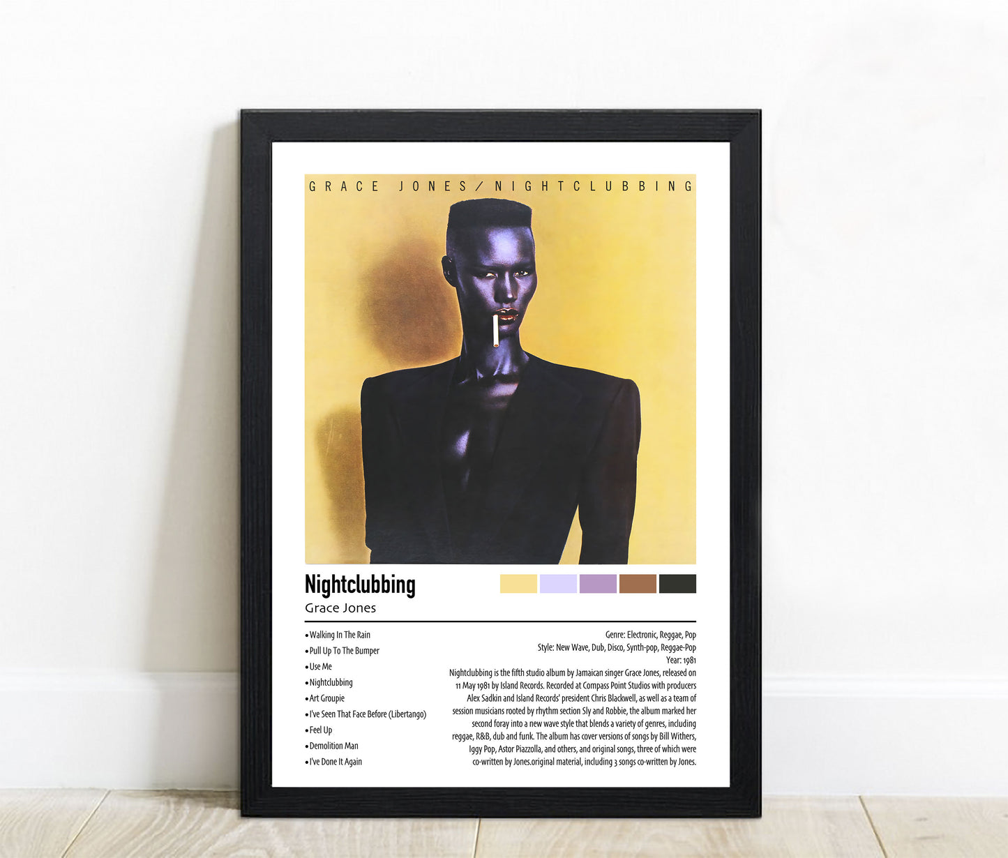 Grace Jones | Nightclubbing | Custom Album Cover Poster Print