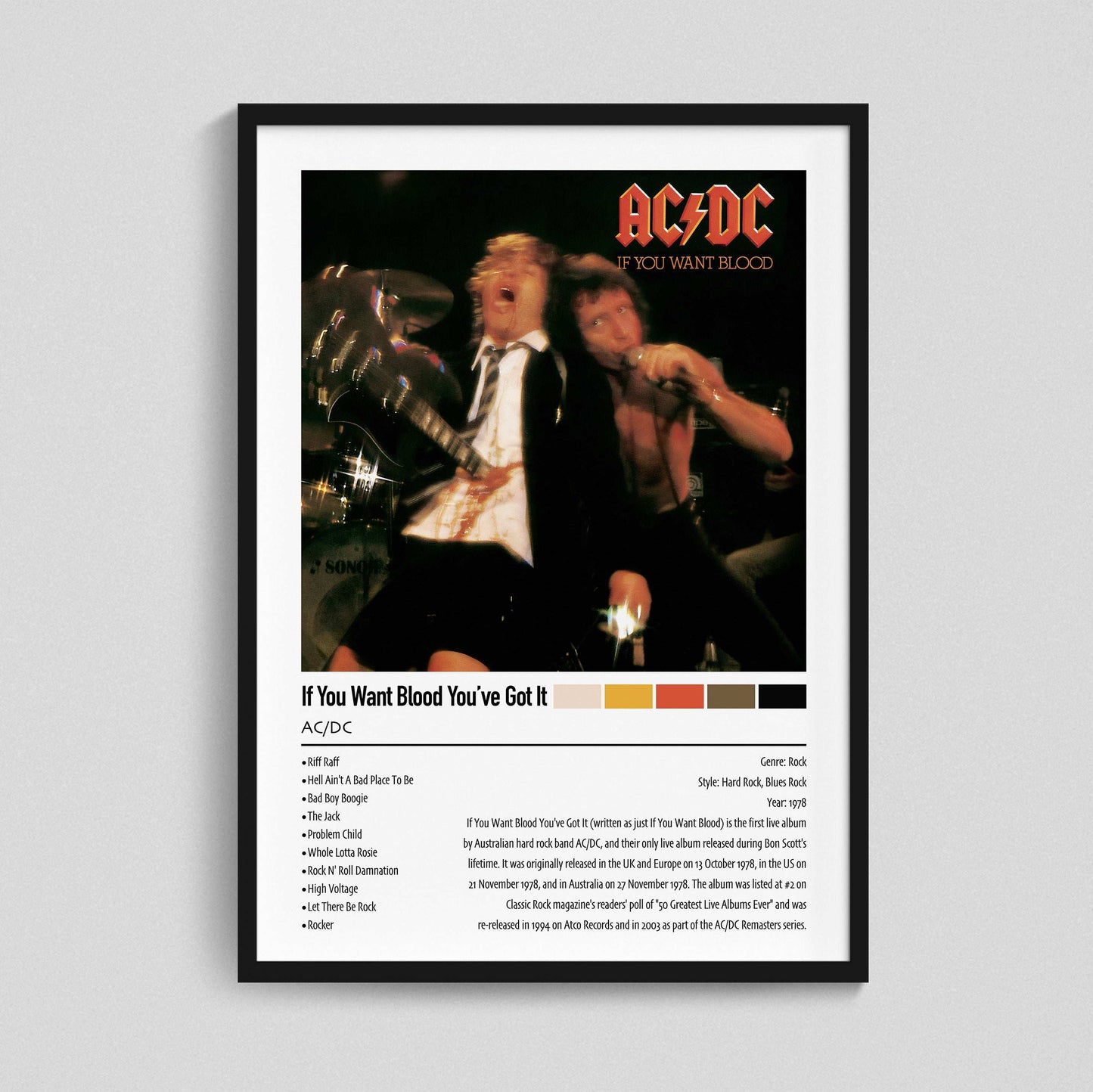 AC/DC | If You Want Blood You've Got It | Custom Album Cover Poster Print
