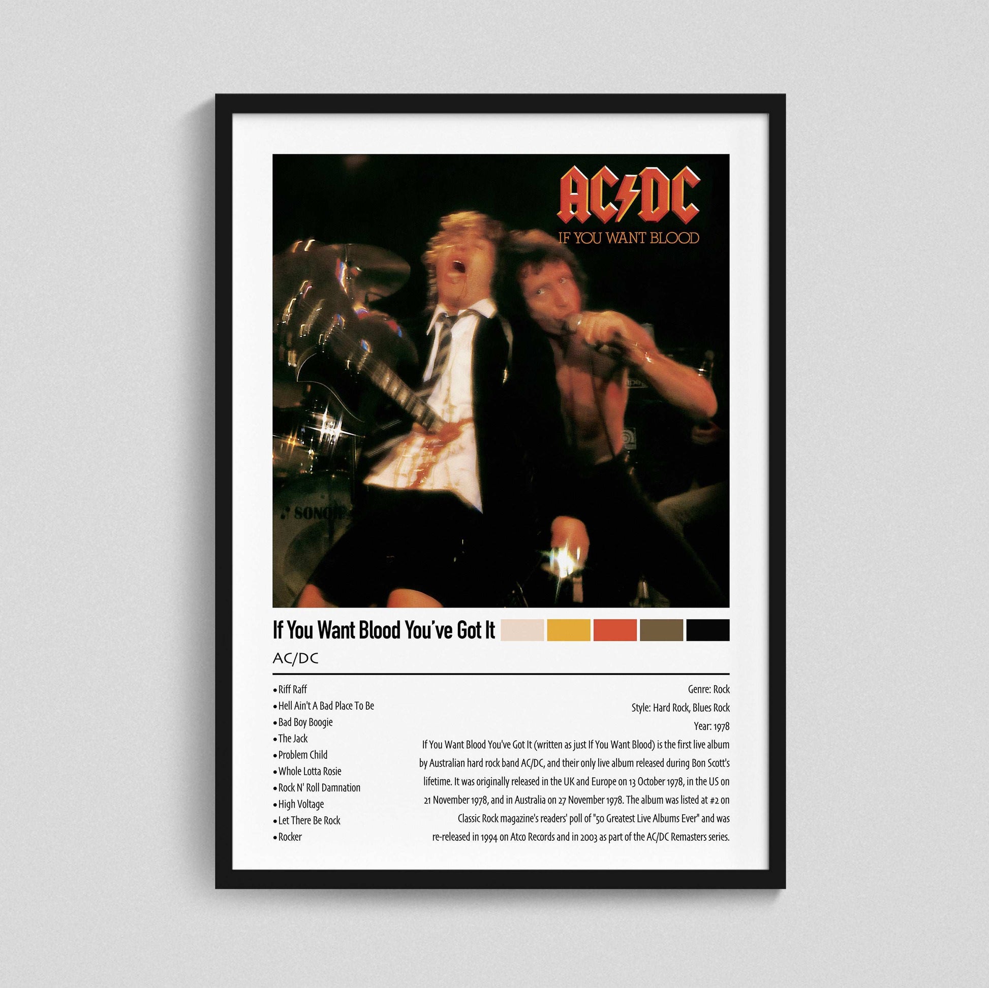 AC/DC | If You Want Blood You've Got It | Custom Album Cover Poster Print
