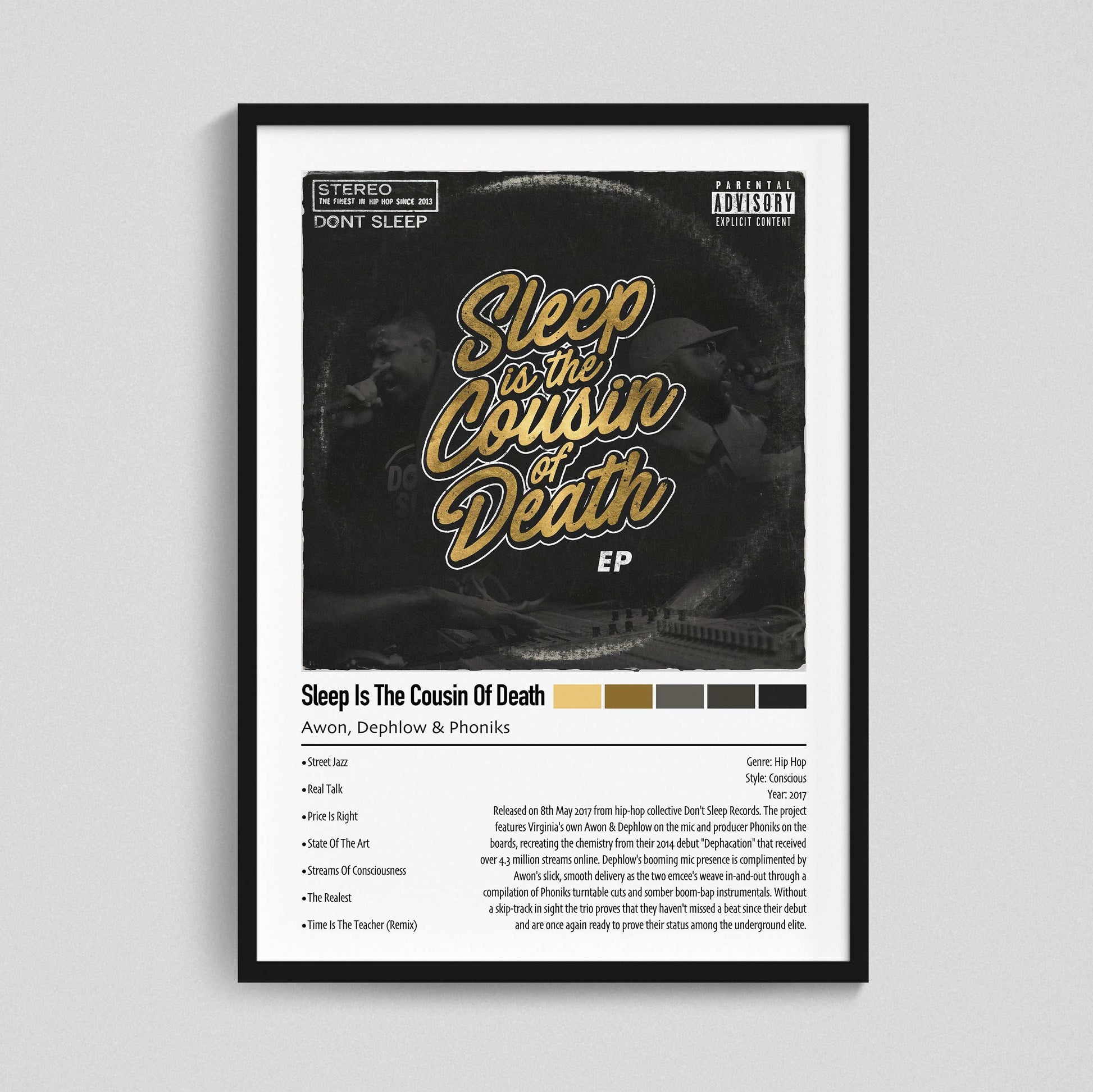 Awon, Dephlow & Phoniks | Sleep Is The Cousin Of Death | Custom Album Cover Poster Print