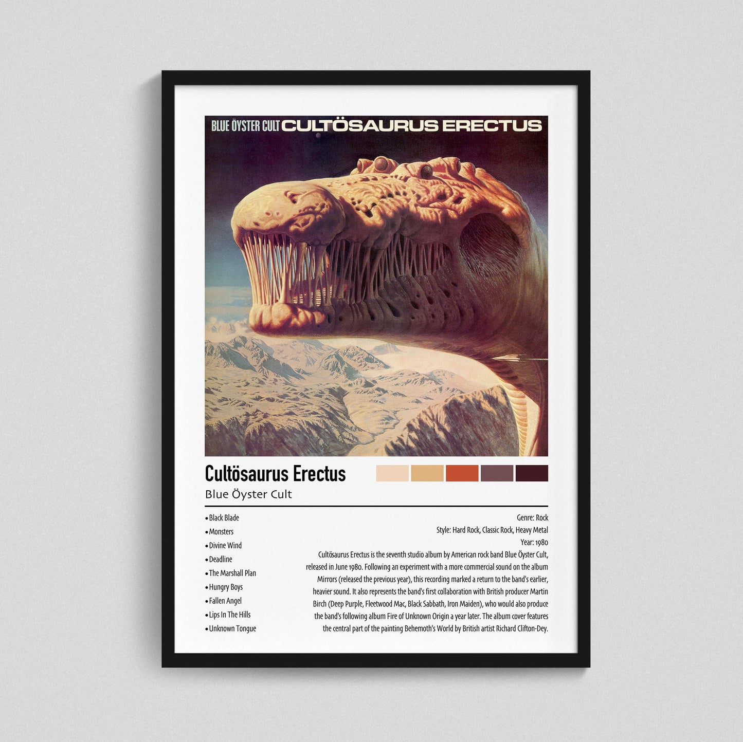 Blue Öyster Cult | Cultösaurus Erectus | Custom Album Cover Poster Print