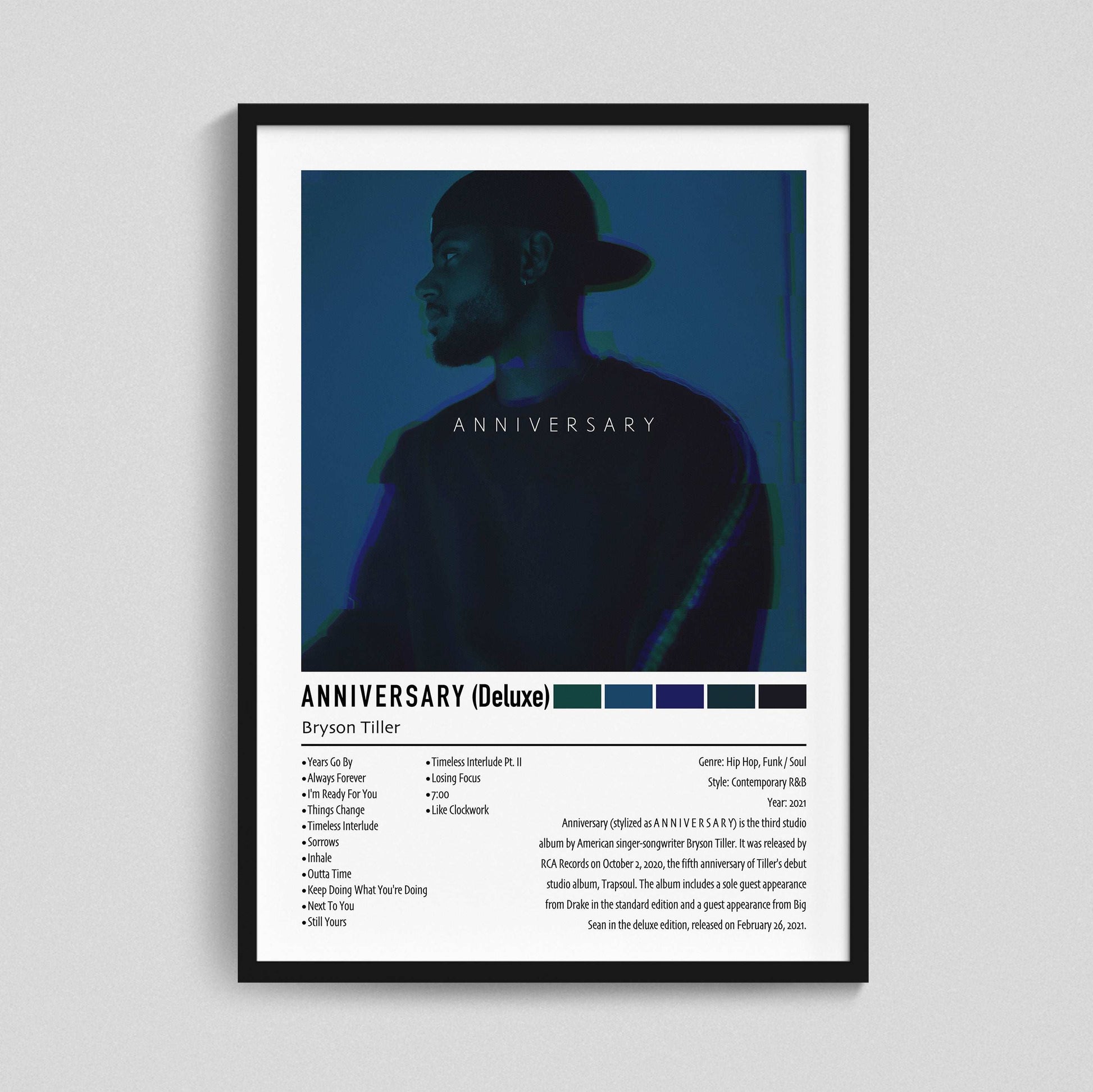 Bryson Tiller | ANNIVERSARY (Deluxe) | Custom Album Cover Poster Print